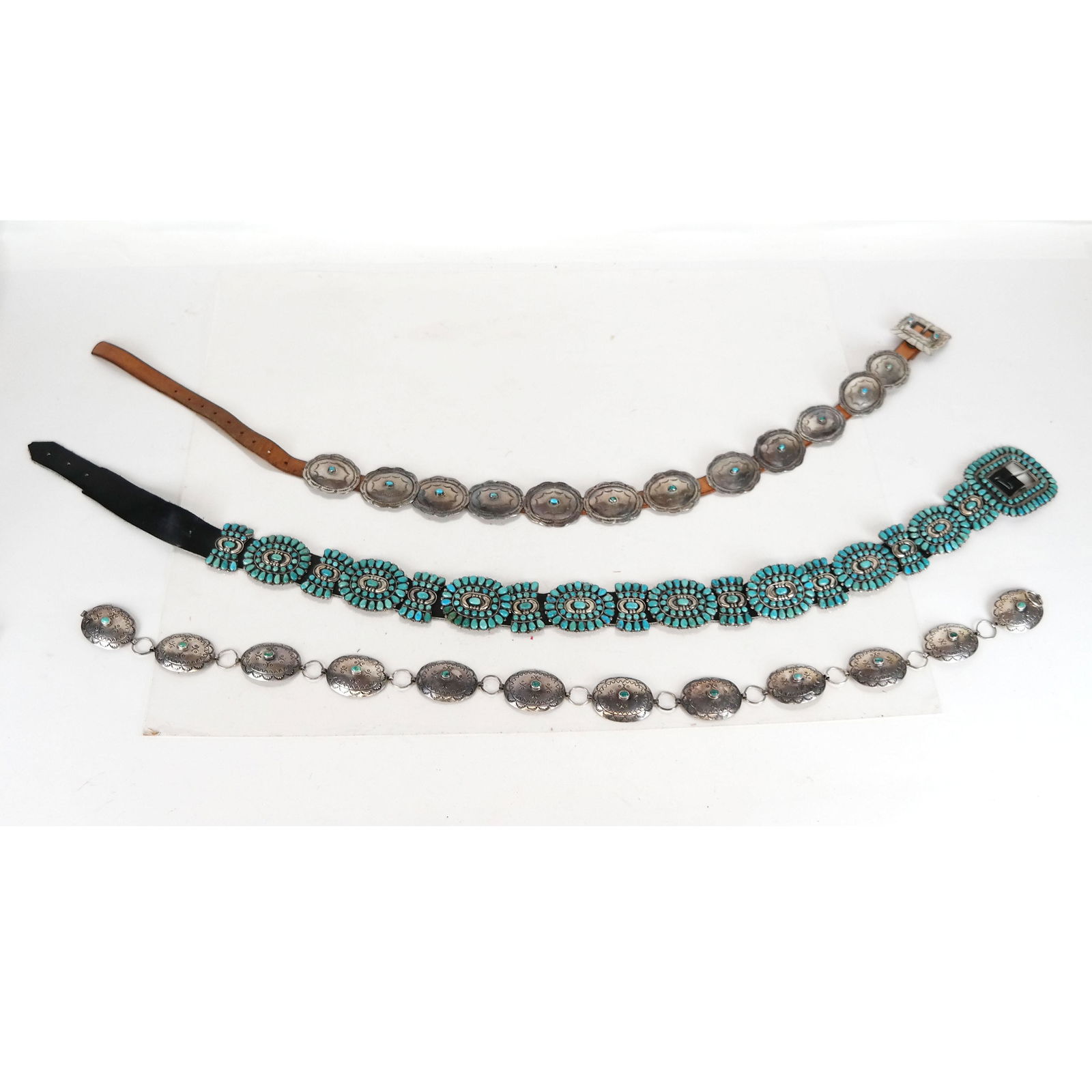 Three Native American Sterling Silver Belts (1 of 15)