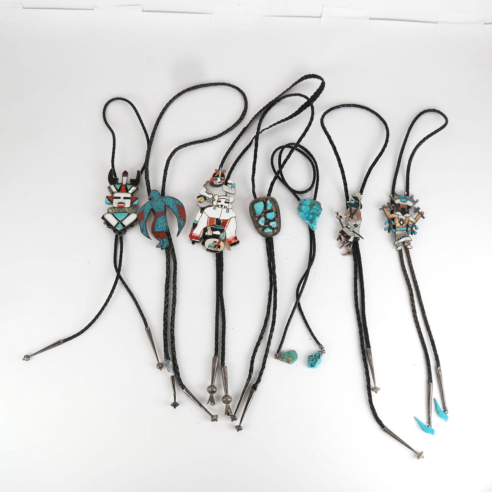 Seven Native American Sterling Silver Bolo Ties (1 of 16)