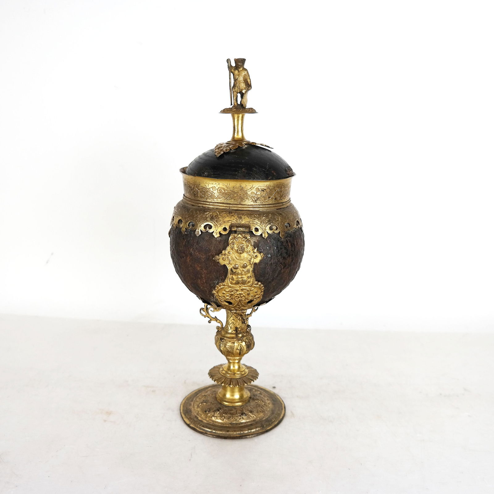 17th C. German Gilt Brass Coconut Cup (1 of 10)