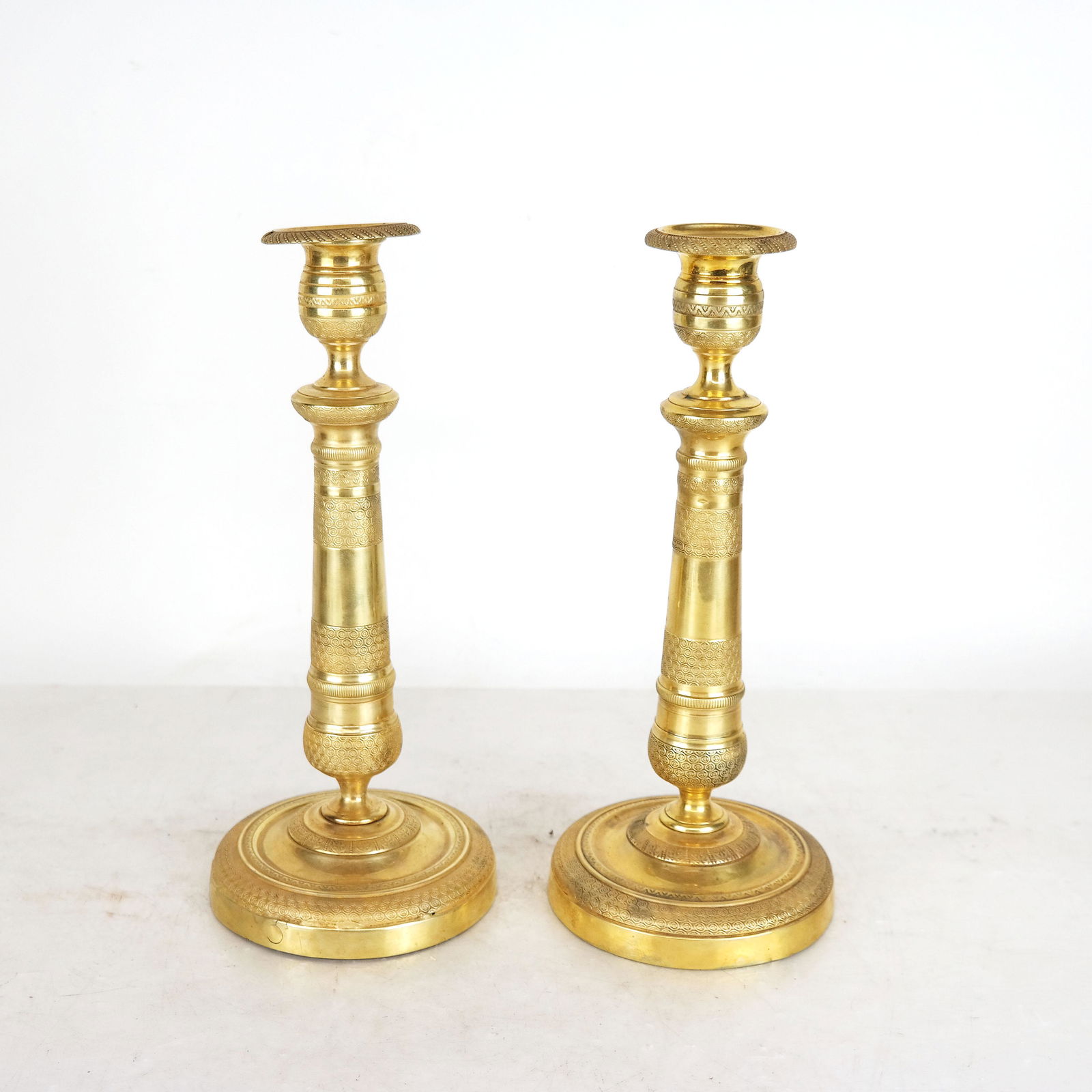 Pair of French Empire Gilt Bronze Candlesticks (1 of 7)