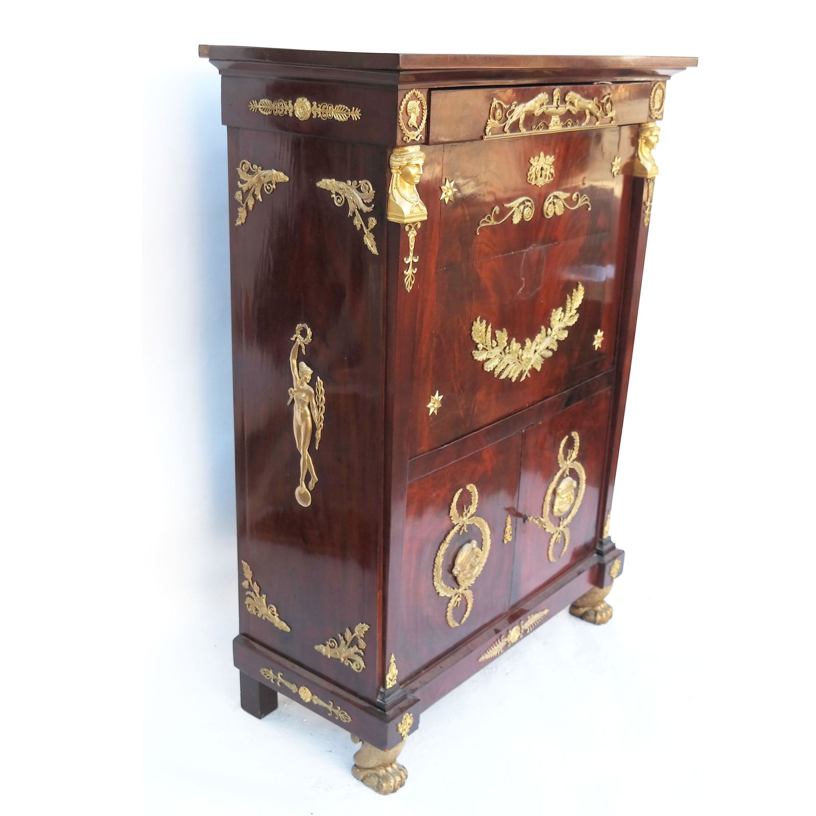 French Empire Mahogany Secretary Abattant Desk (1 of 14)
