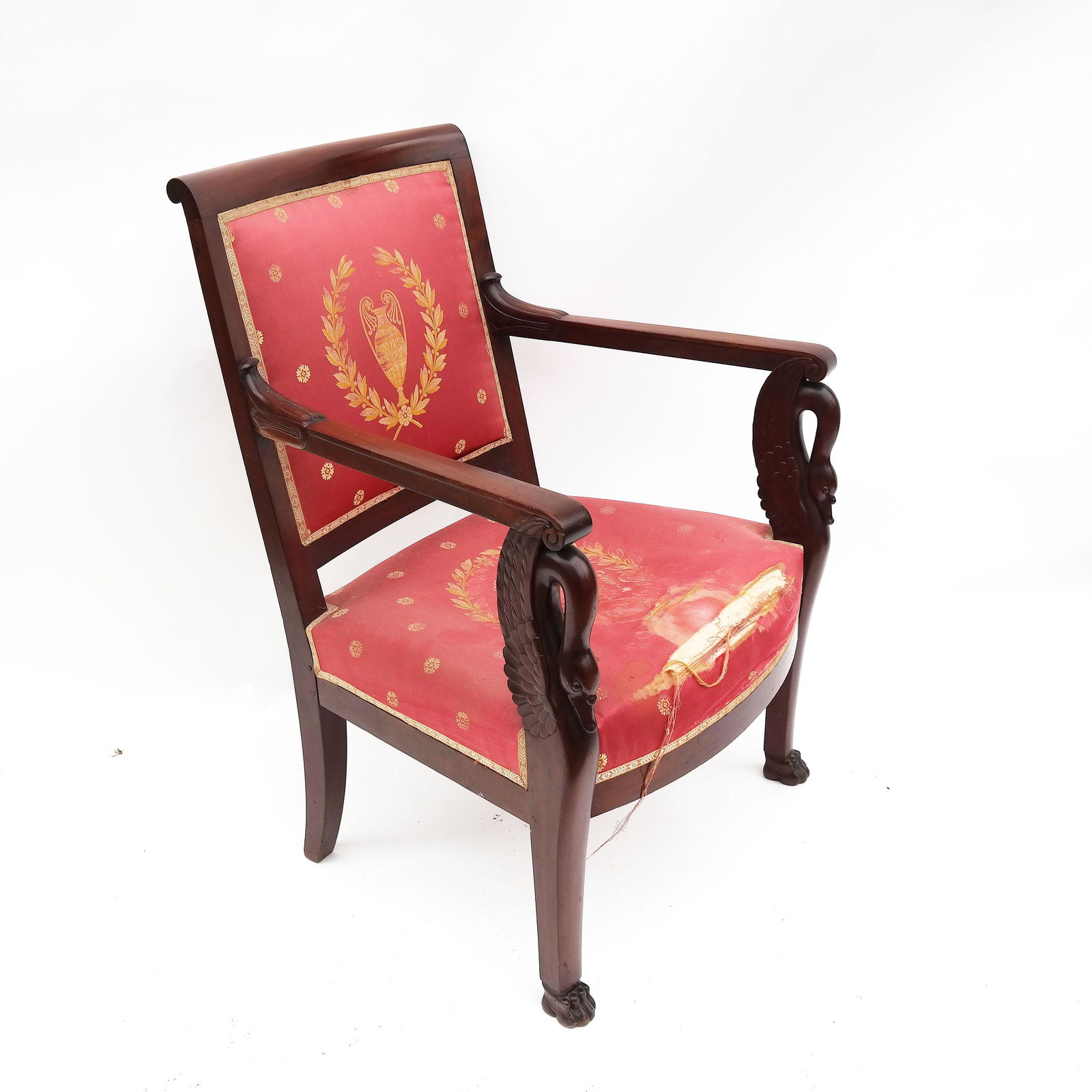 19th C. Empire Carved Mahogany Arm Chair (1 of 6)