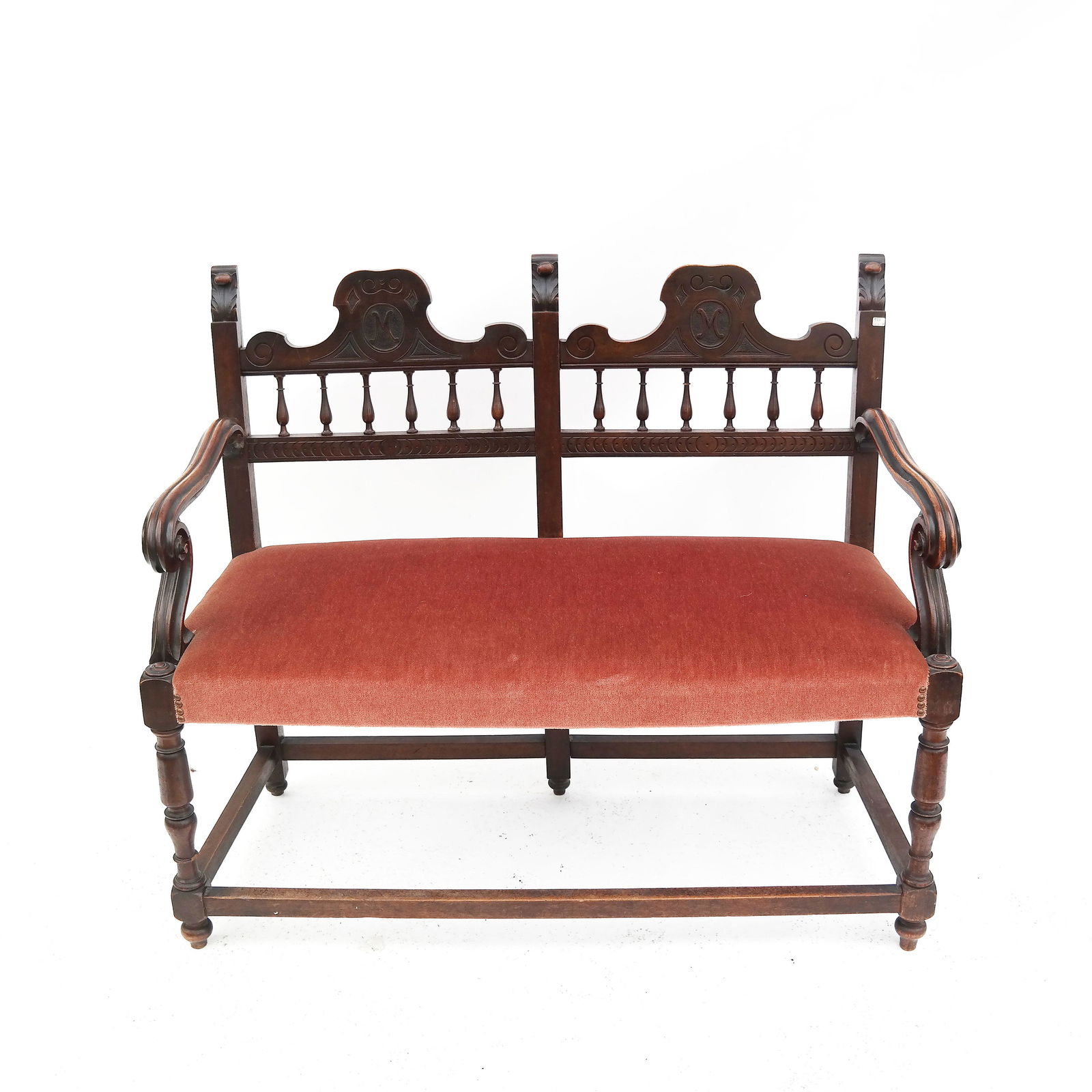 Baroque-Style Carved Oak Settee (1 of 5)
