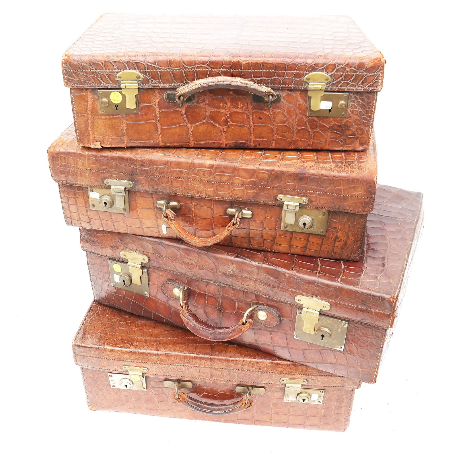 Four Vintage Crocodile Suitcases (1 of 13)