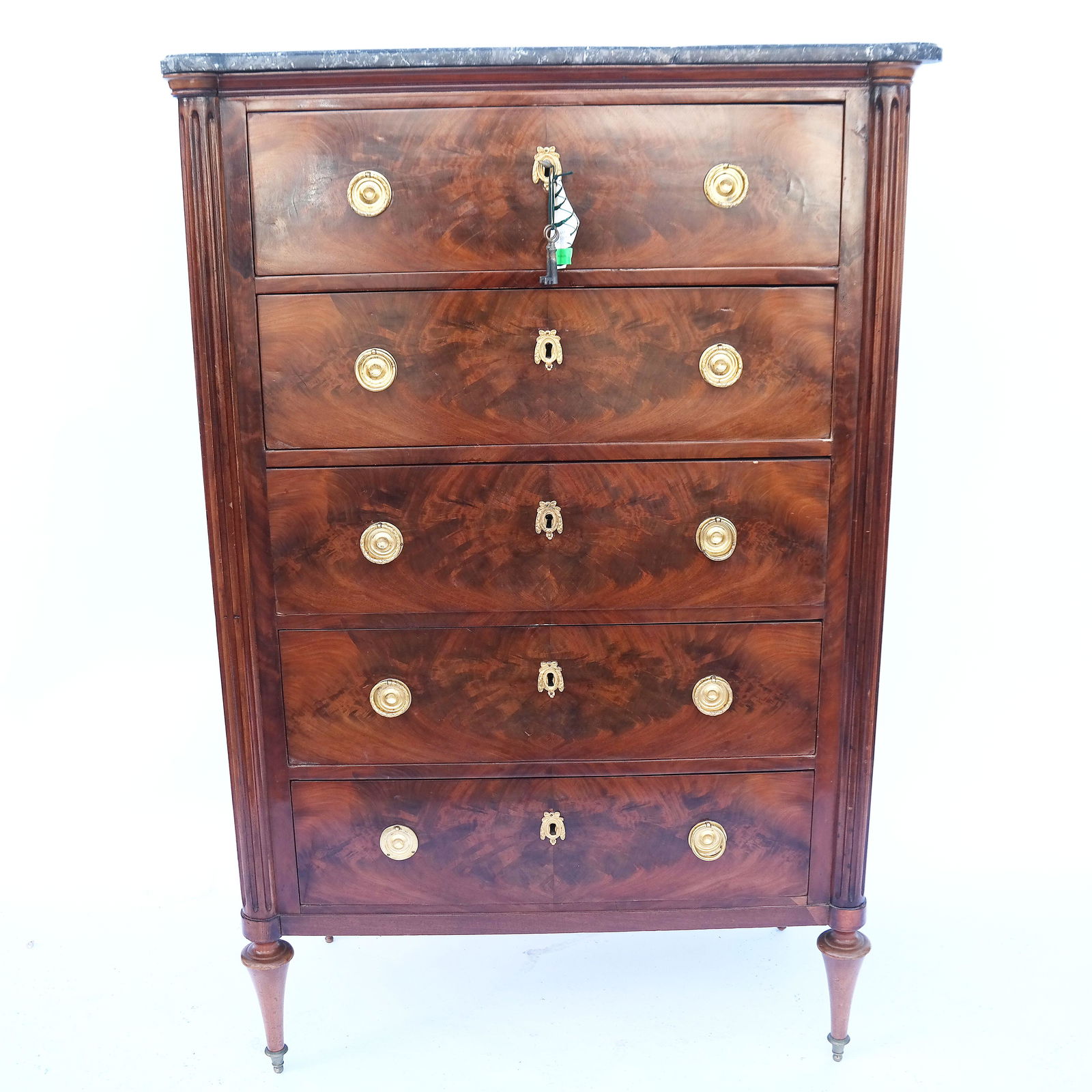 18th C. Empire Tall Marble-Top Chest (1 of 20)