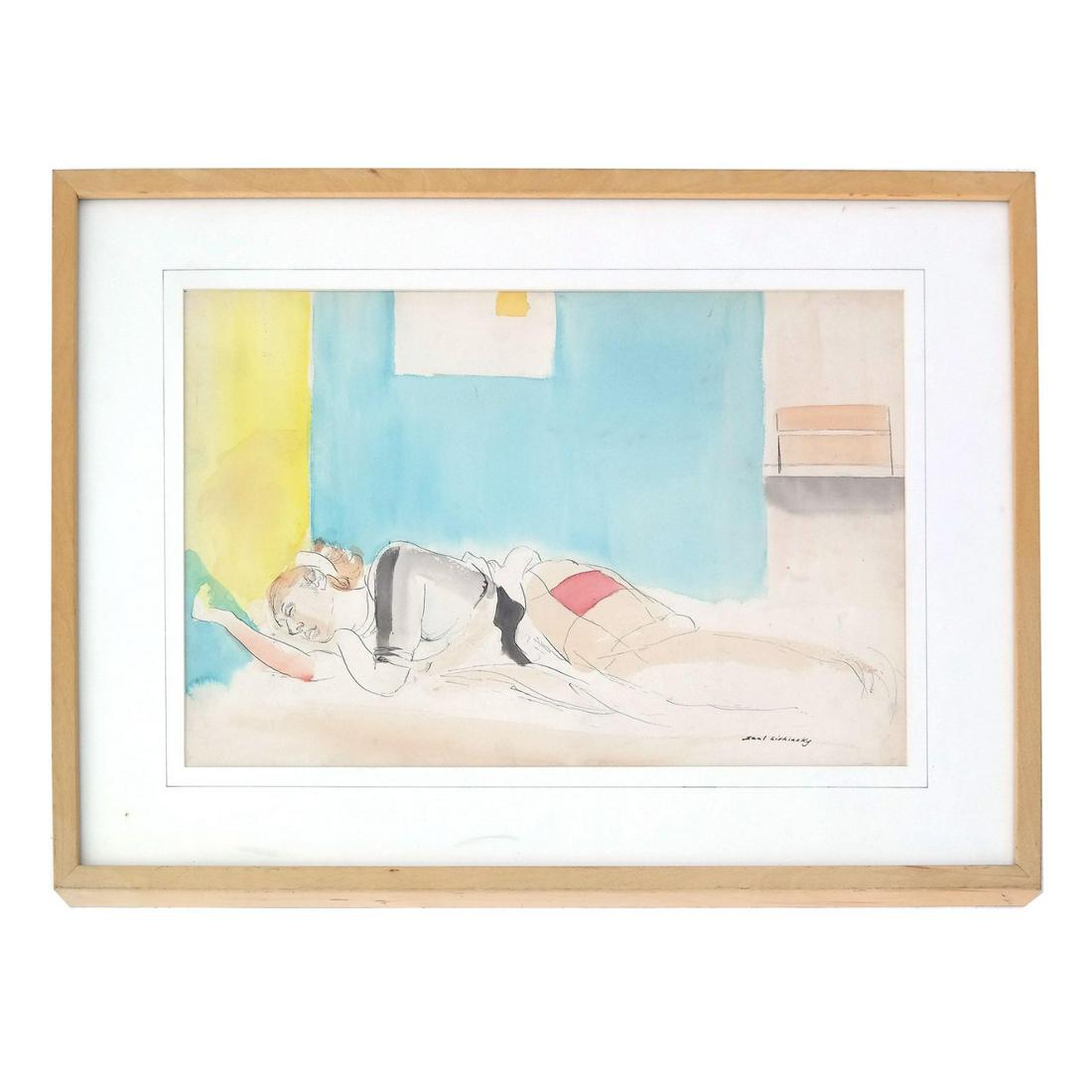 Saul LISHINSKY:  Woman Sleeping, 1950 - Painting (1 of 7)