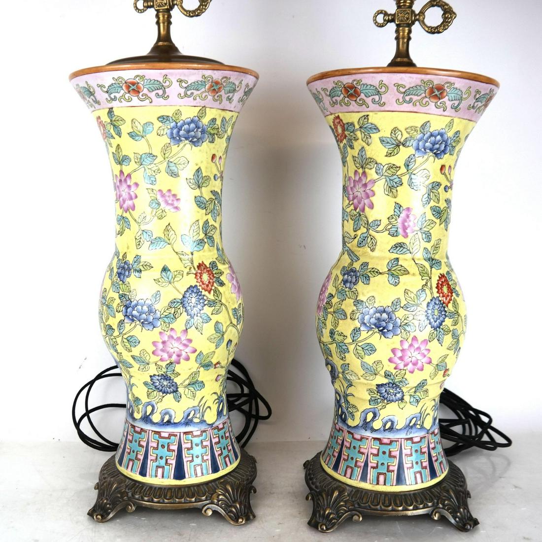 Two Chinese Famille Jaune Vases as Lamps (1 of 16)