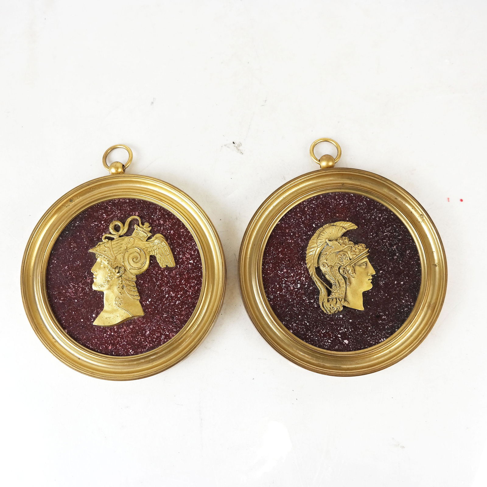Pair of Empire Bronze & Porphyry Plaques (1 of 8)