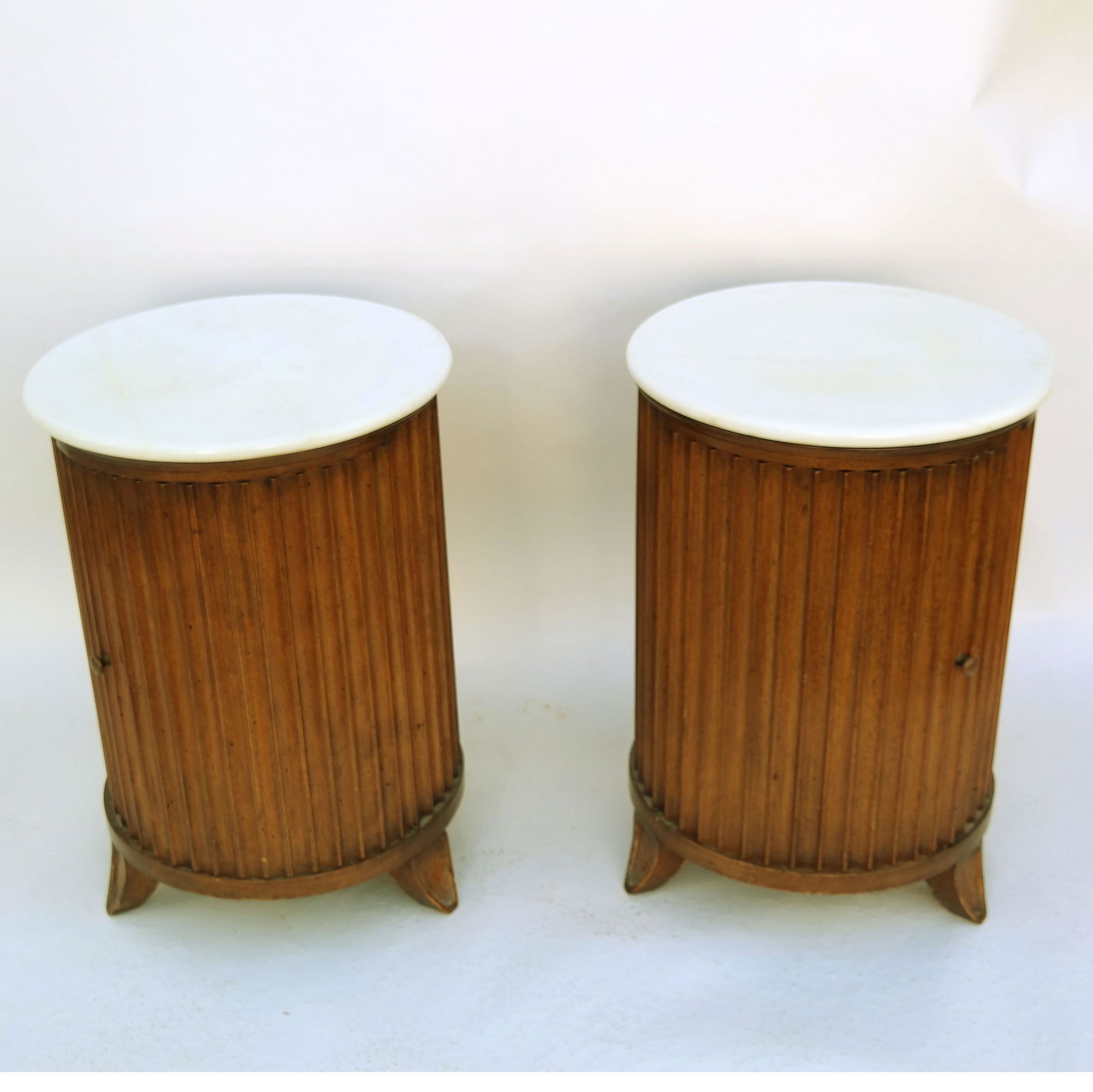 Pair of Modern Fruitwood Columnar Night Stands (1 of 7)