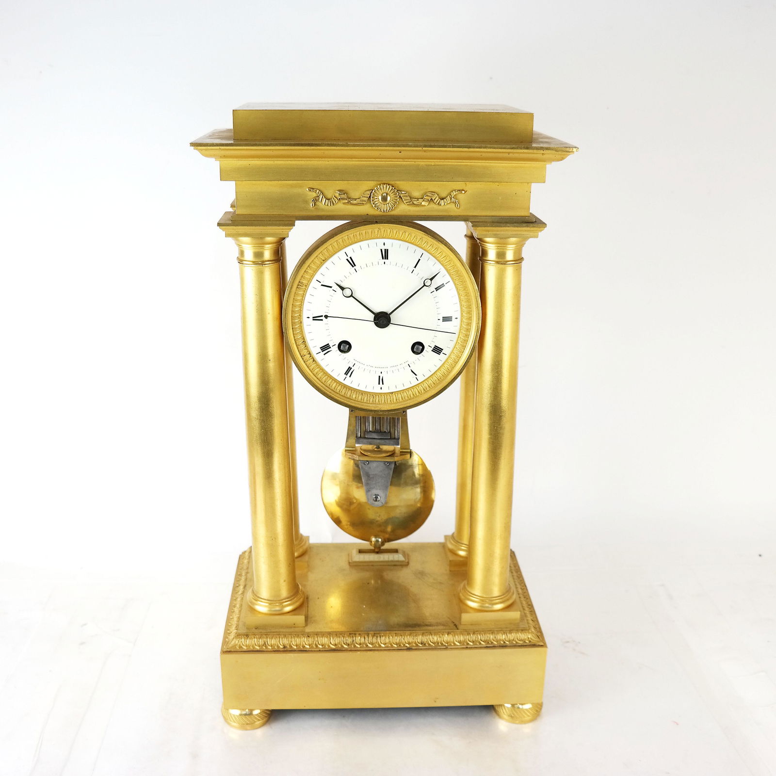 French Empire Gilt Bronze Portico Clock (1 of 10)