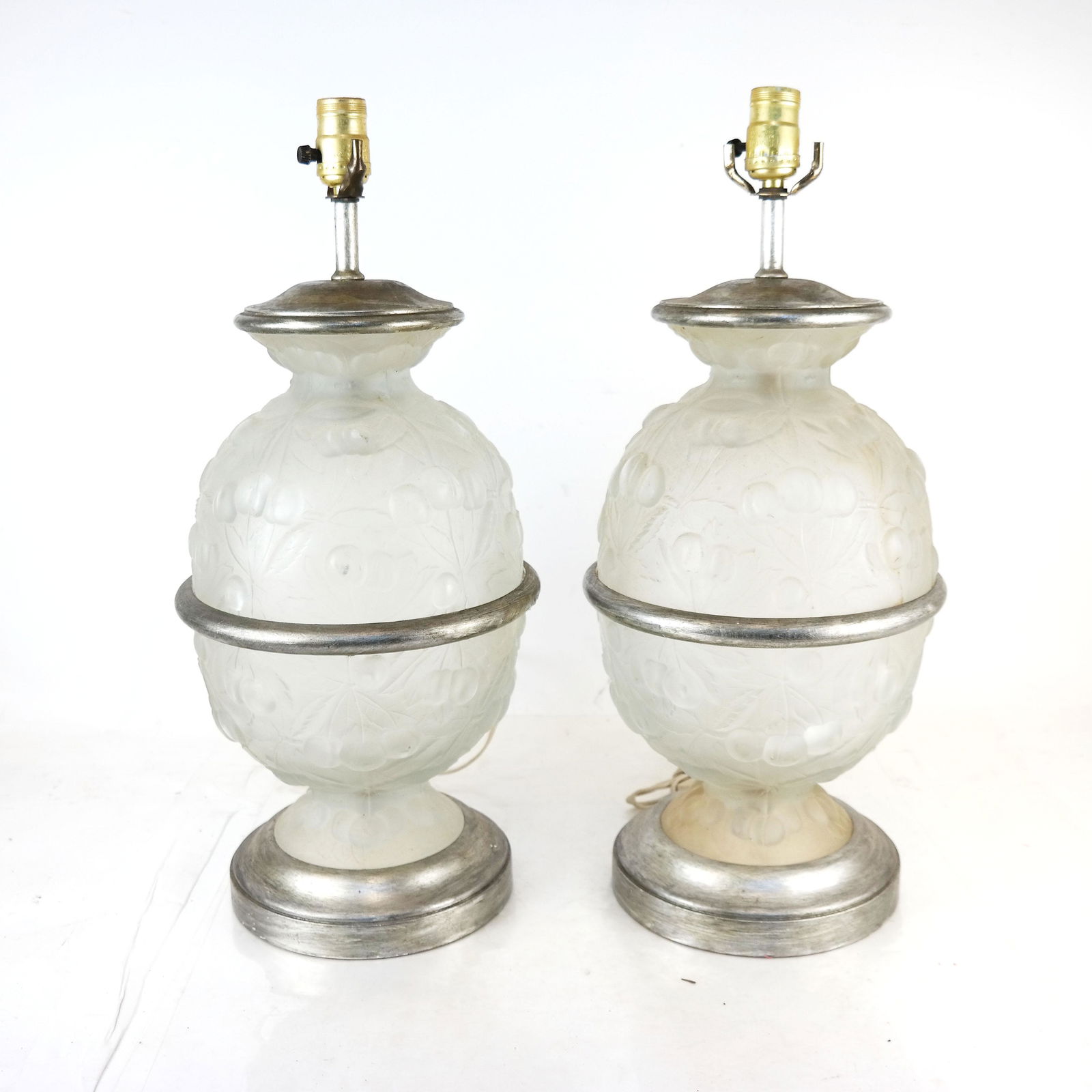 Pair Lalique-Style Glass Lamps (1 of 5)