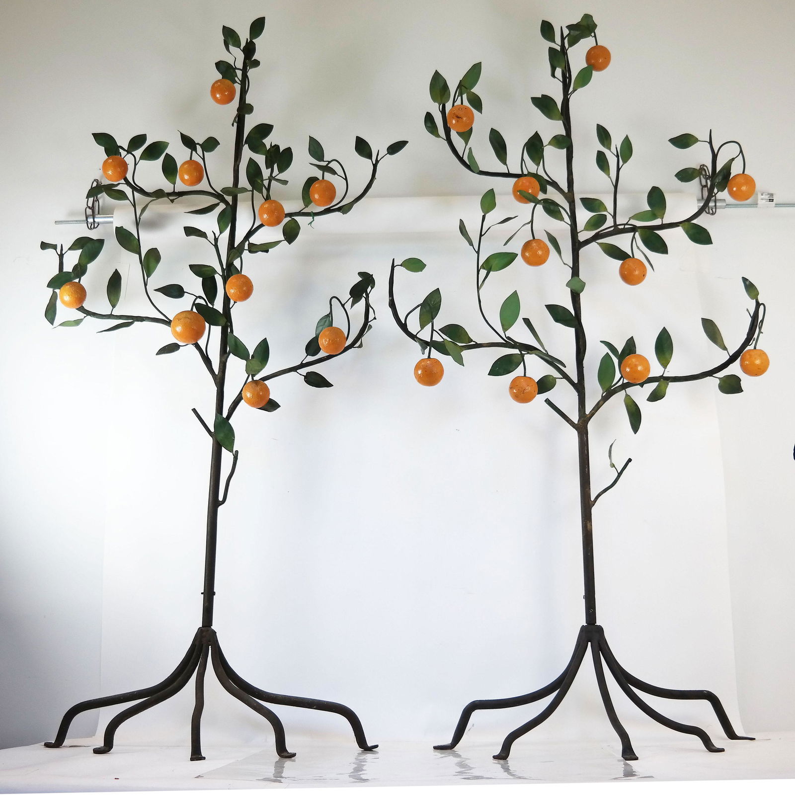 Pair of Tall Mid-Century Iron & Tole Trees (1 of 10)