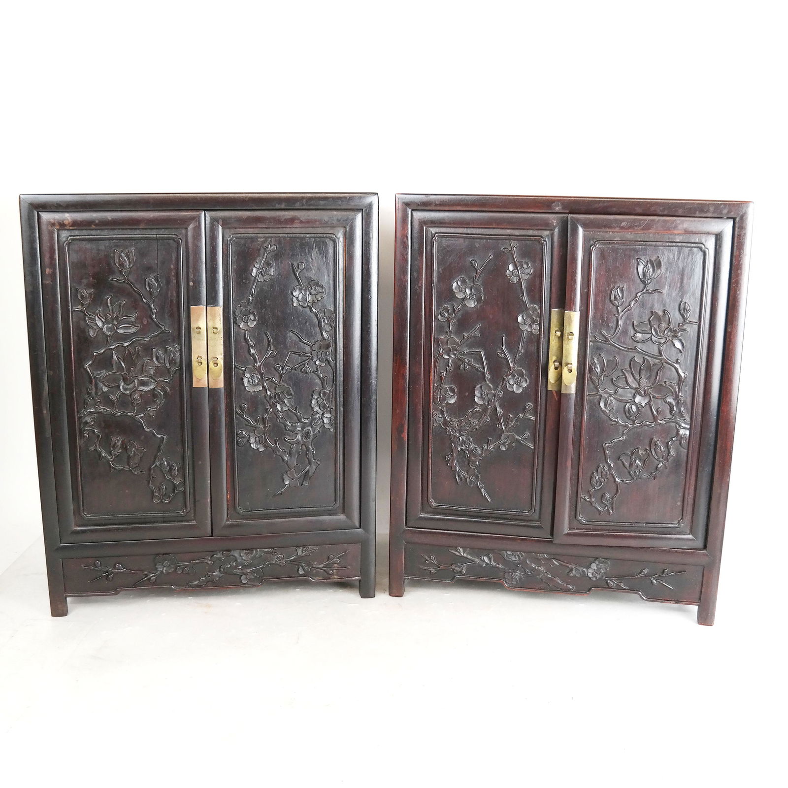 Pair of Carved Teak Table Top Jewelry Cases (1 of 13)