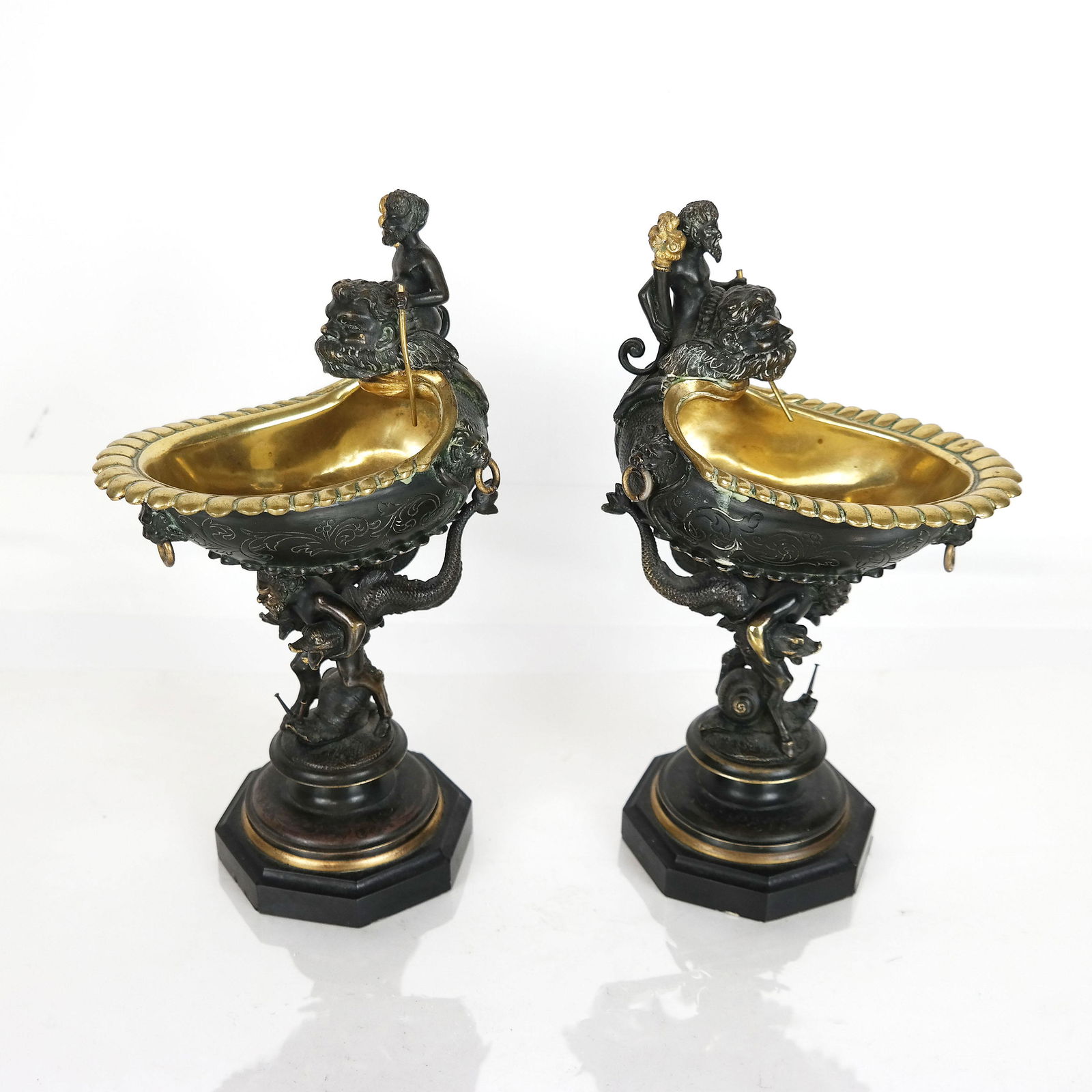 Pair French/Italian Bronze Figural Compotes (1 of 7)