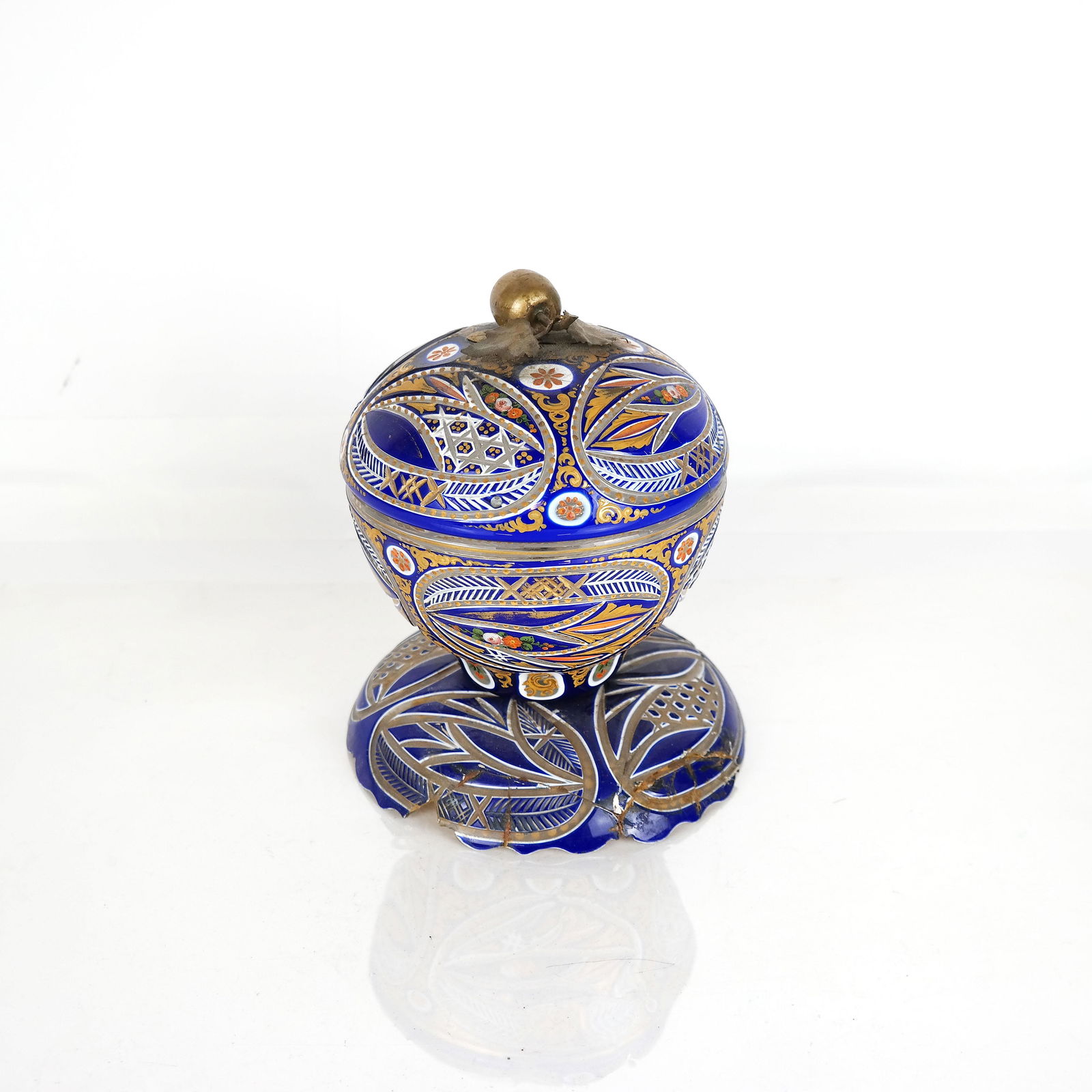 Bohemian Blue & White Cut Glass Bon Bon Jar (1 of 8)