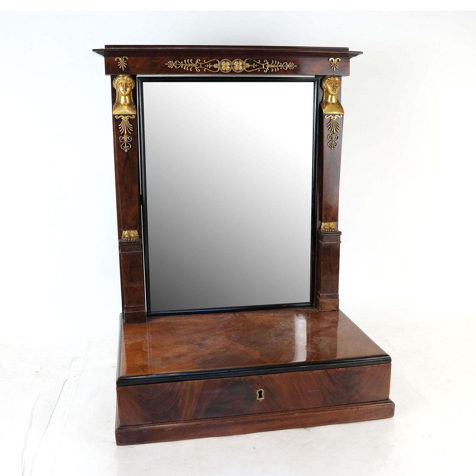 19th C. French Empire Shaving Mirror (1 of 8)
