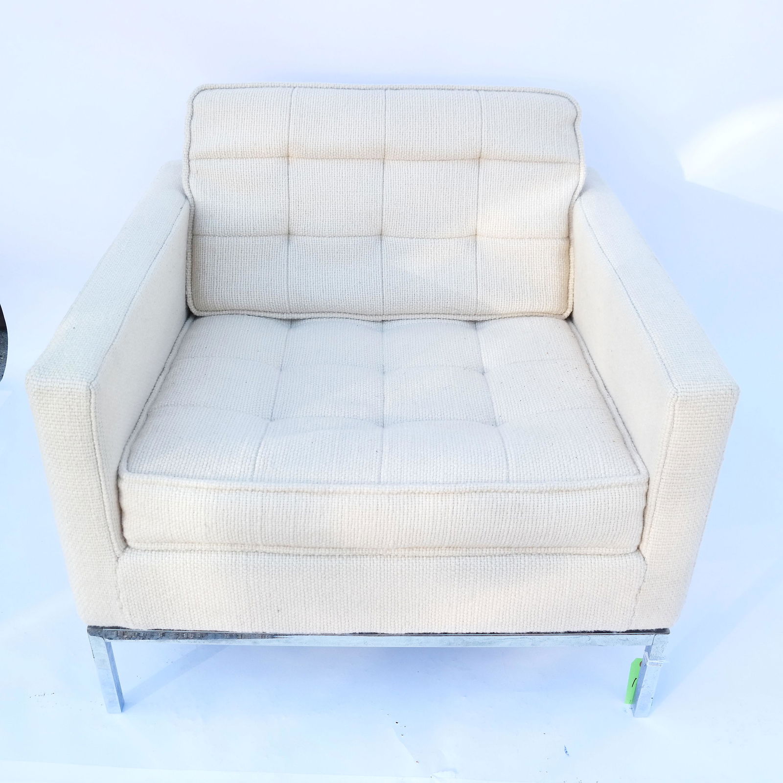 Knoll Chrome Off-White Upholstered Arm Chair (1 of 10)