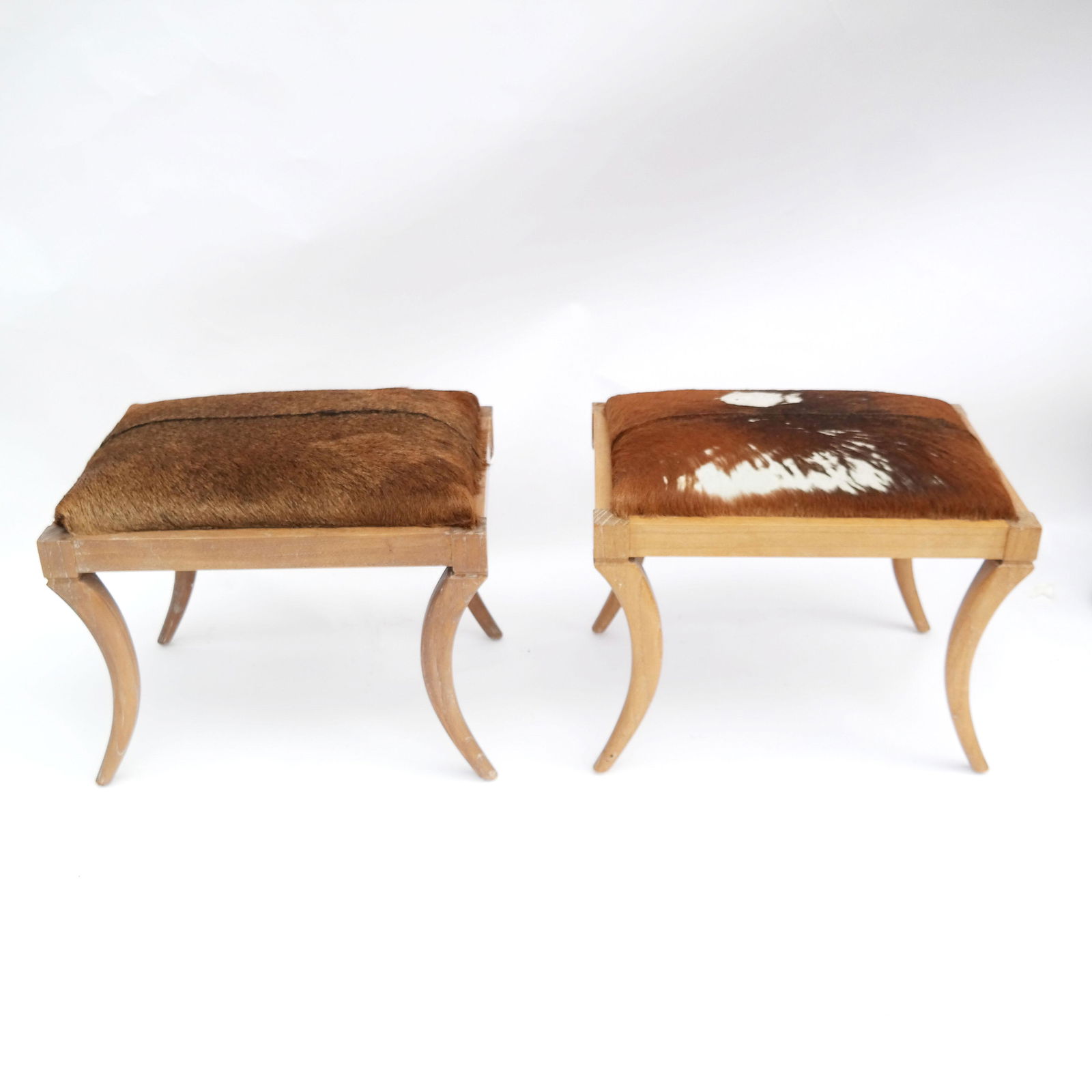 Pair of Cowhide Covered Stools (1 of 7)