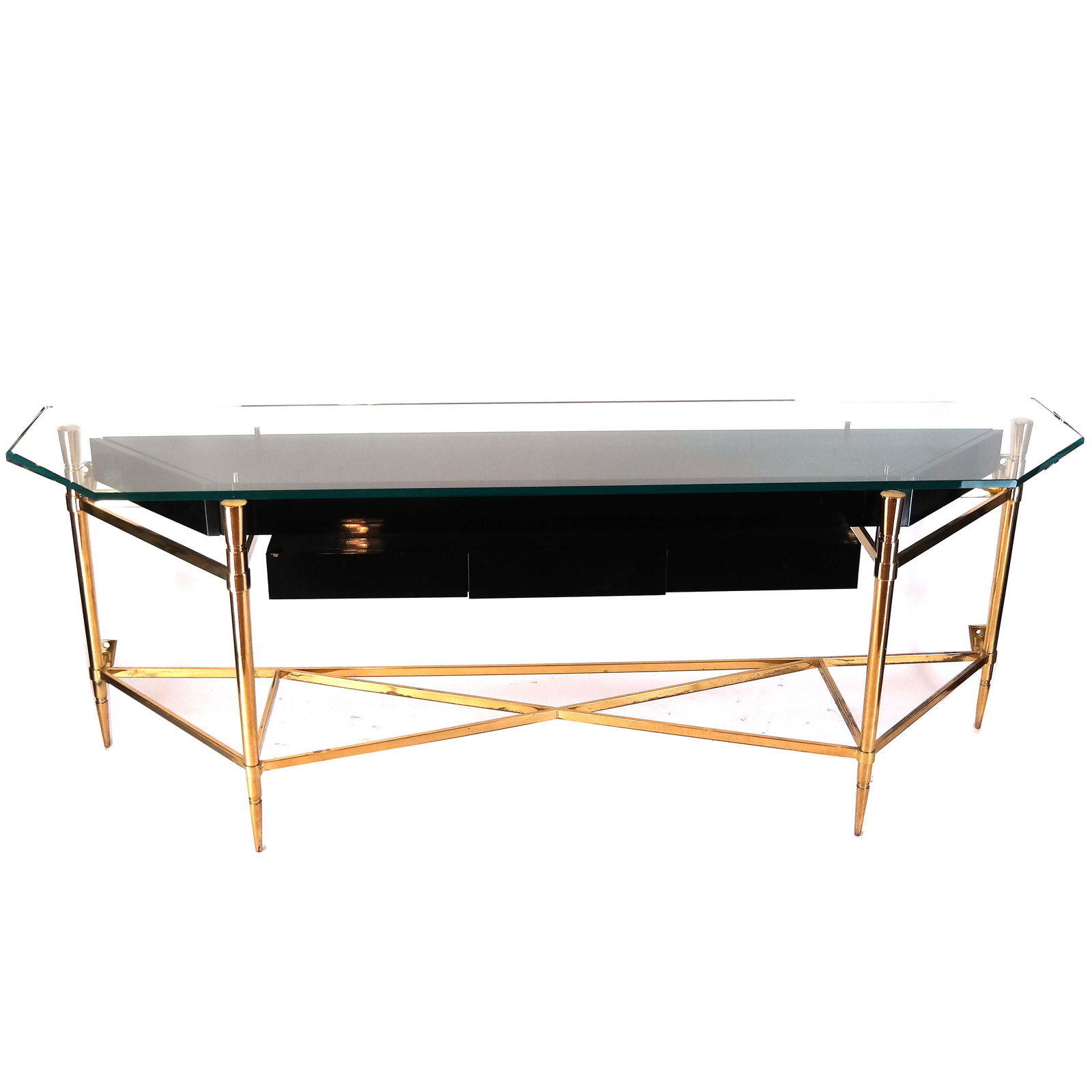 Contemporary Brass & Glass Console Table (1 of 10)