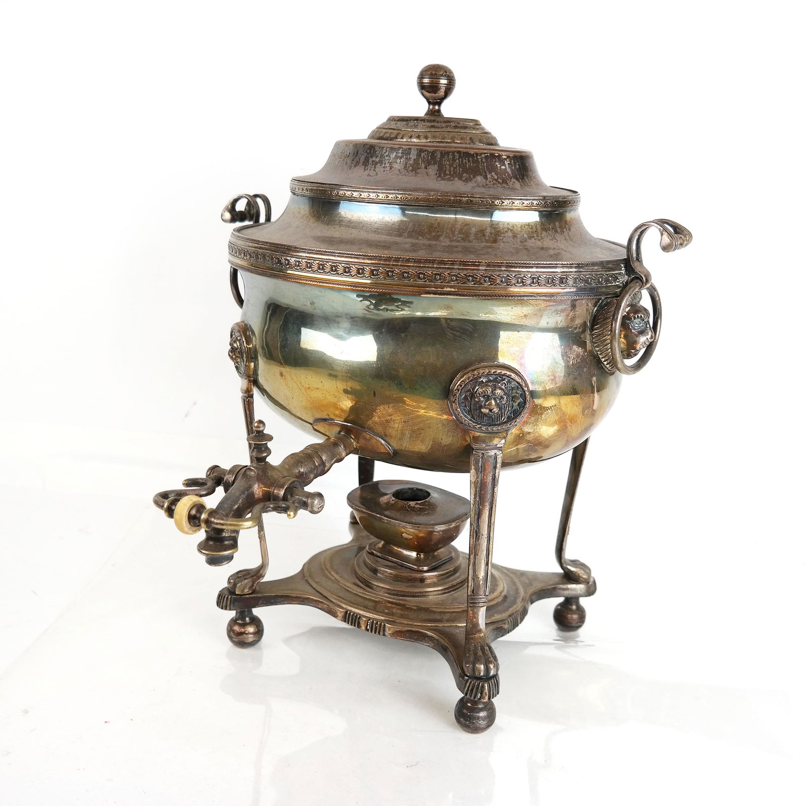 Silver Plate Samovar with Lion Motifs (1 of 9)