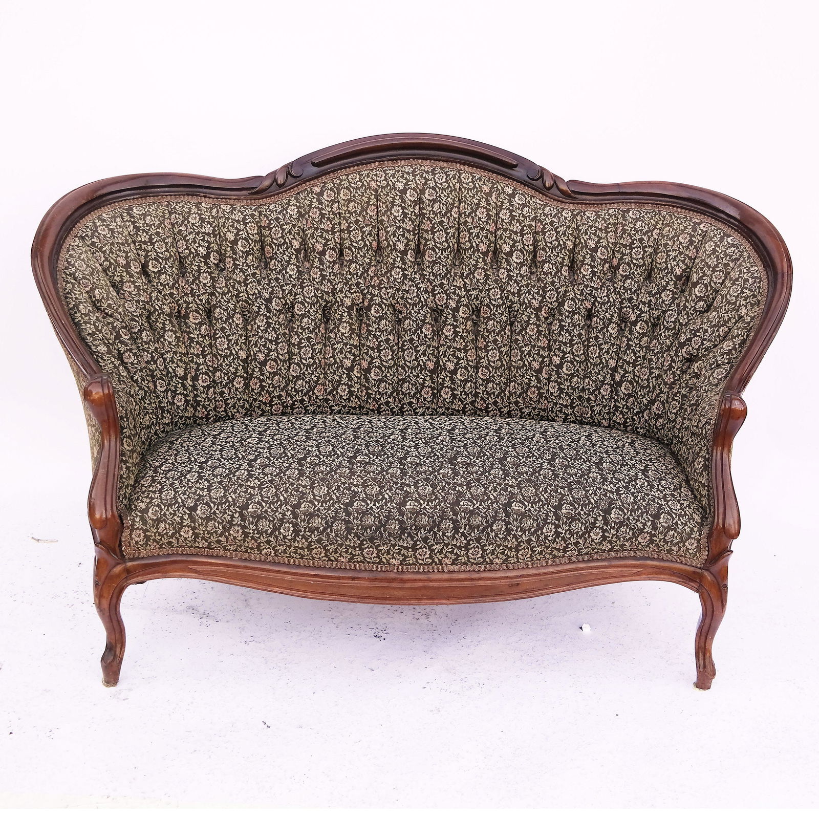 Victorian Carved Walnut Settee (1 of 6)