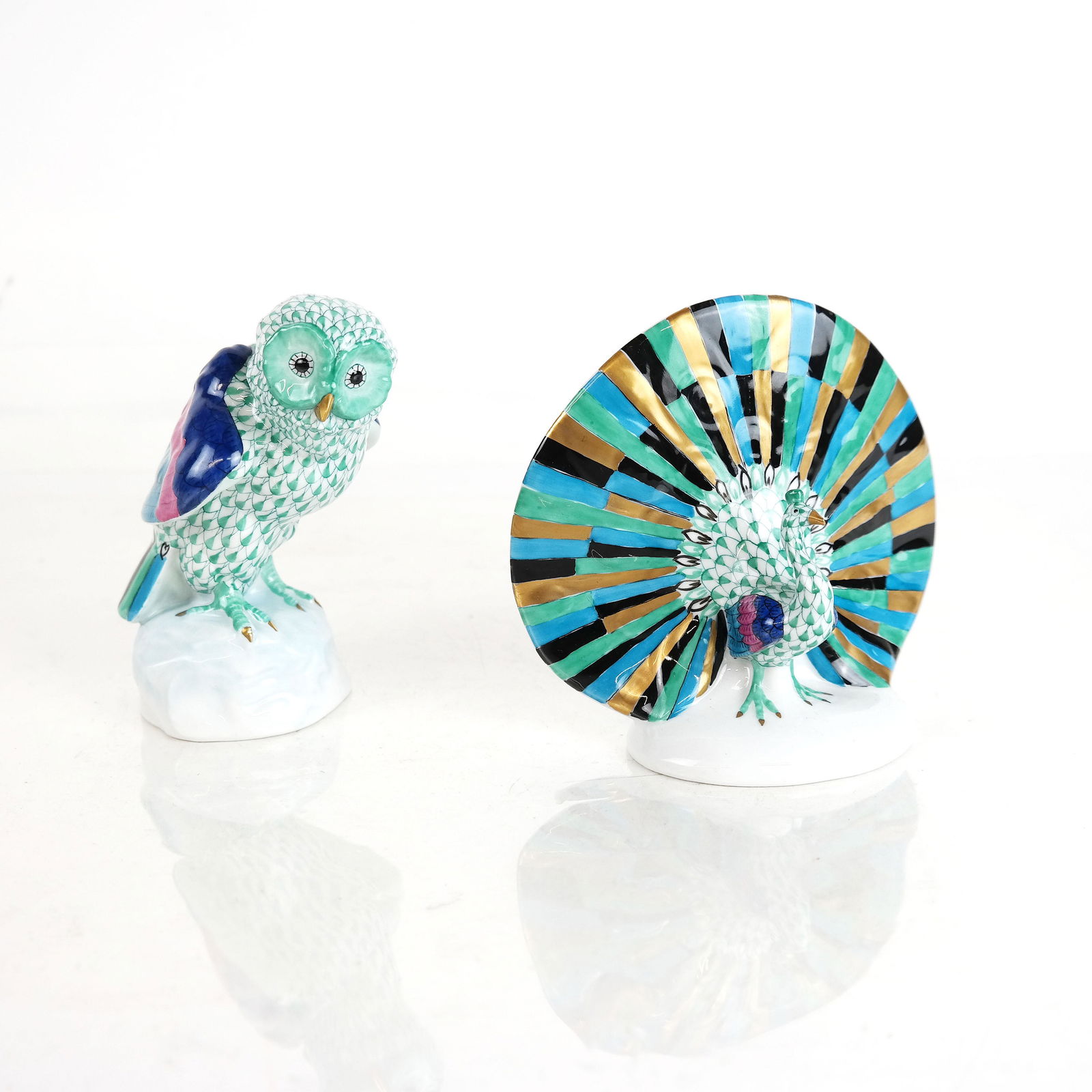 Herend Porcelain Peacock & Owl Figures (2) (1 of 9)