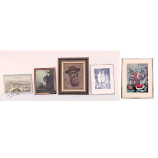 Lot of Five (5) Art Works & Prints: Mixed lot of art includes: 1) Tony Agostini Still Life lithograph, signed and numbered 193/275; 2) Hilda Castellano signed and inscribed A/P lithograph; 3) "Views of New York", a folio of 8 vintage re