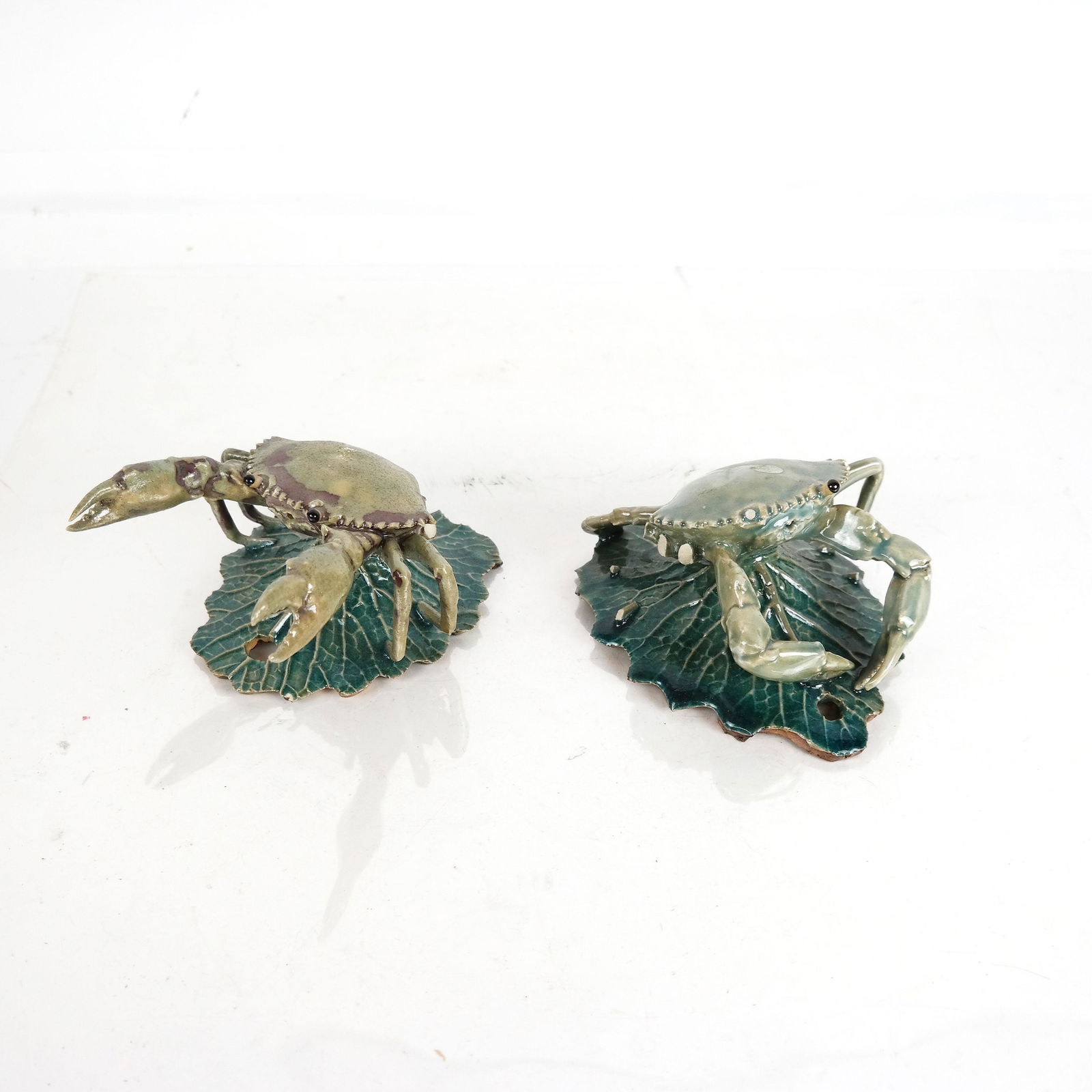 Two Ceramic Crabs on Leaf Wall Decorations (1 of 7)