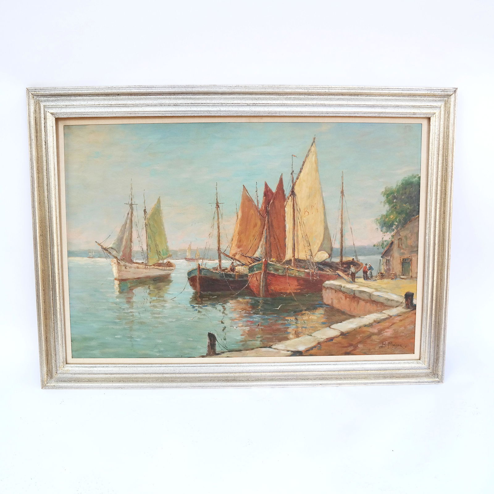 Boris MAJOR: Sailboats in Harbor - Oil Painting (1 of 7)
