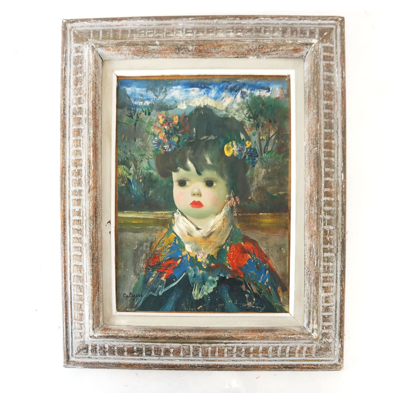 Jean CALOGERO: Girl w/ Flowers - Oil Painting (1 of 5)