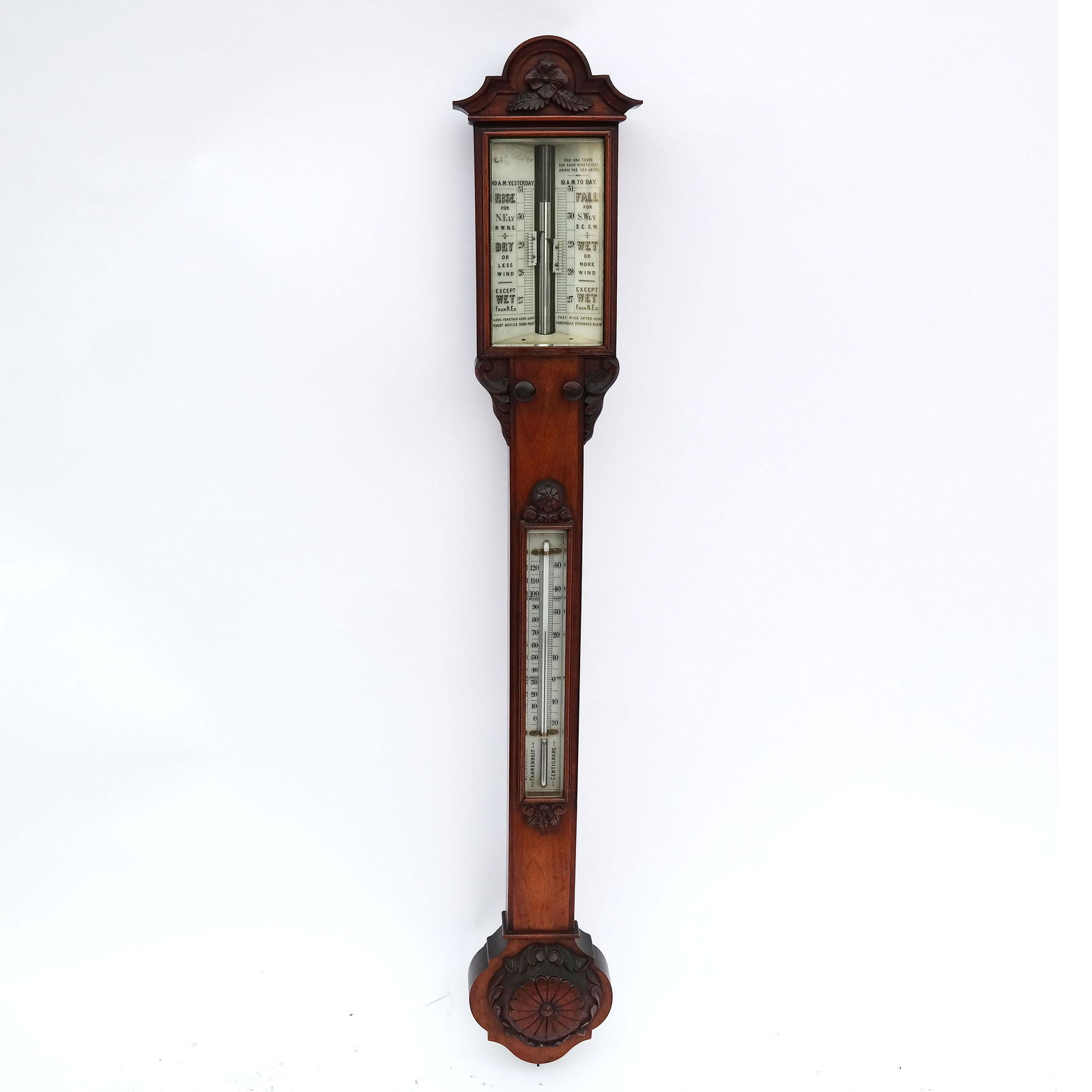 19th C. English Mahogany Stick Barometer (1 of 7)