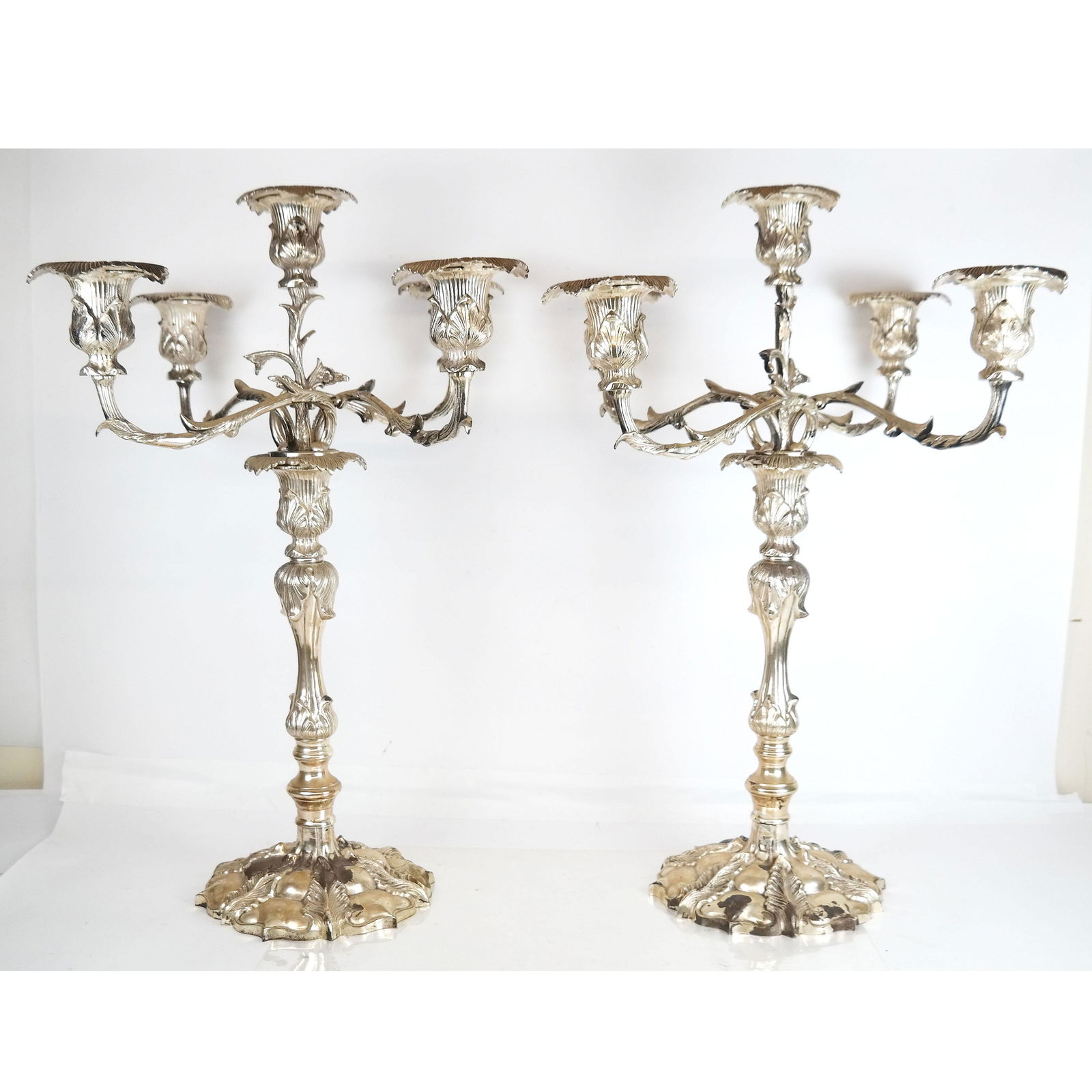 Pair Monumental Silvered Bronze Candelabra (1 of 14)