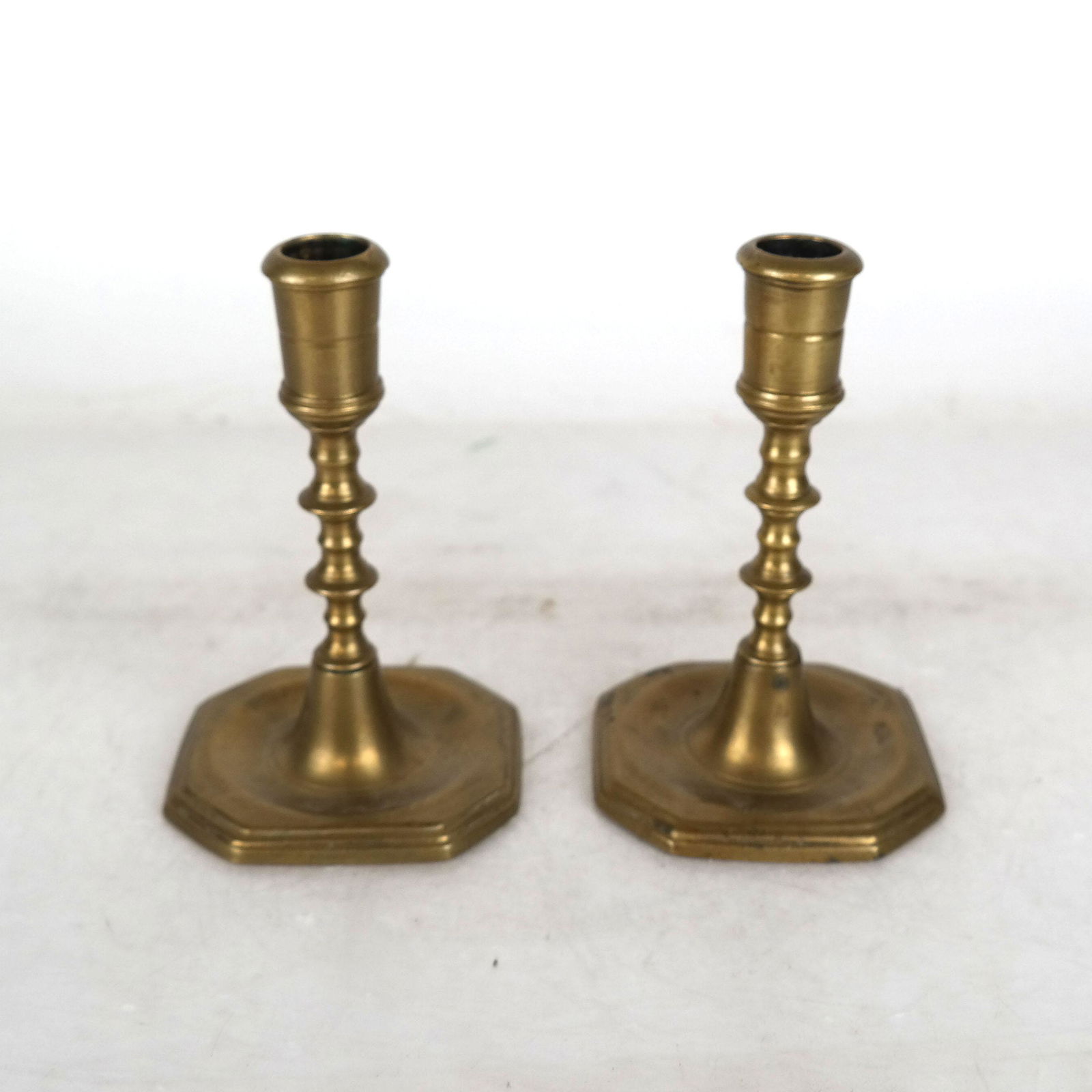 Pair Antique Bell Metal Candlesticks (1 of 6)