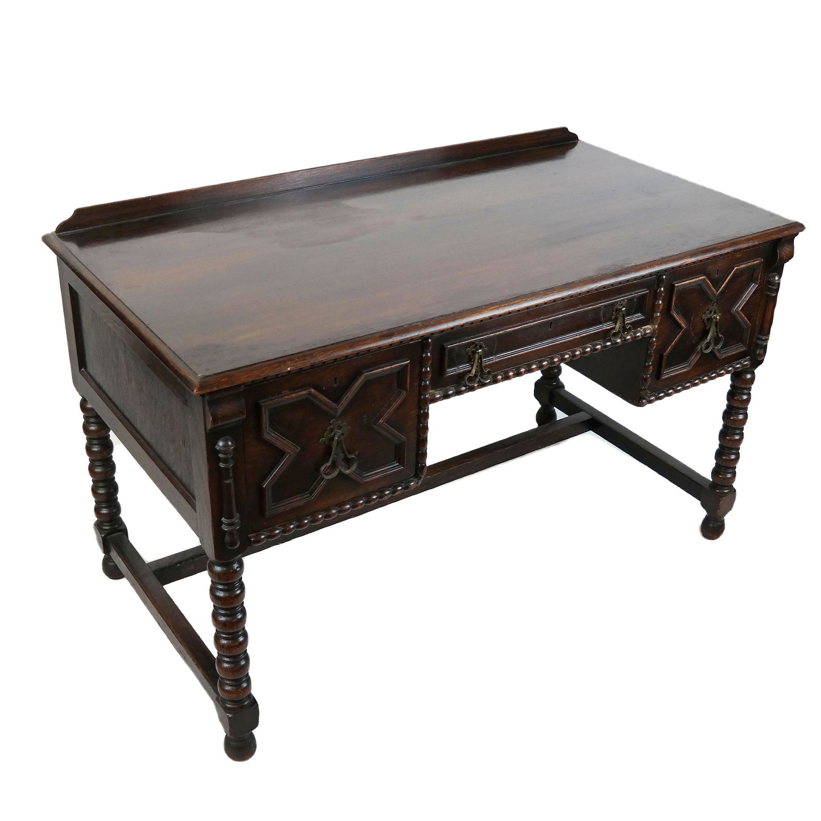 Jacobean-Style 3-Drawer Walnut Desk (1 of 9)