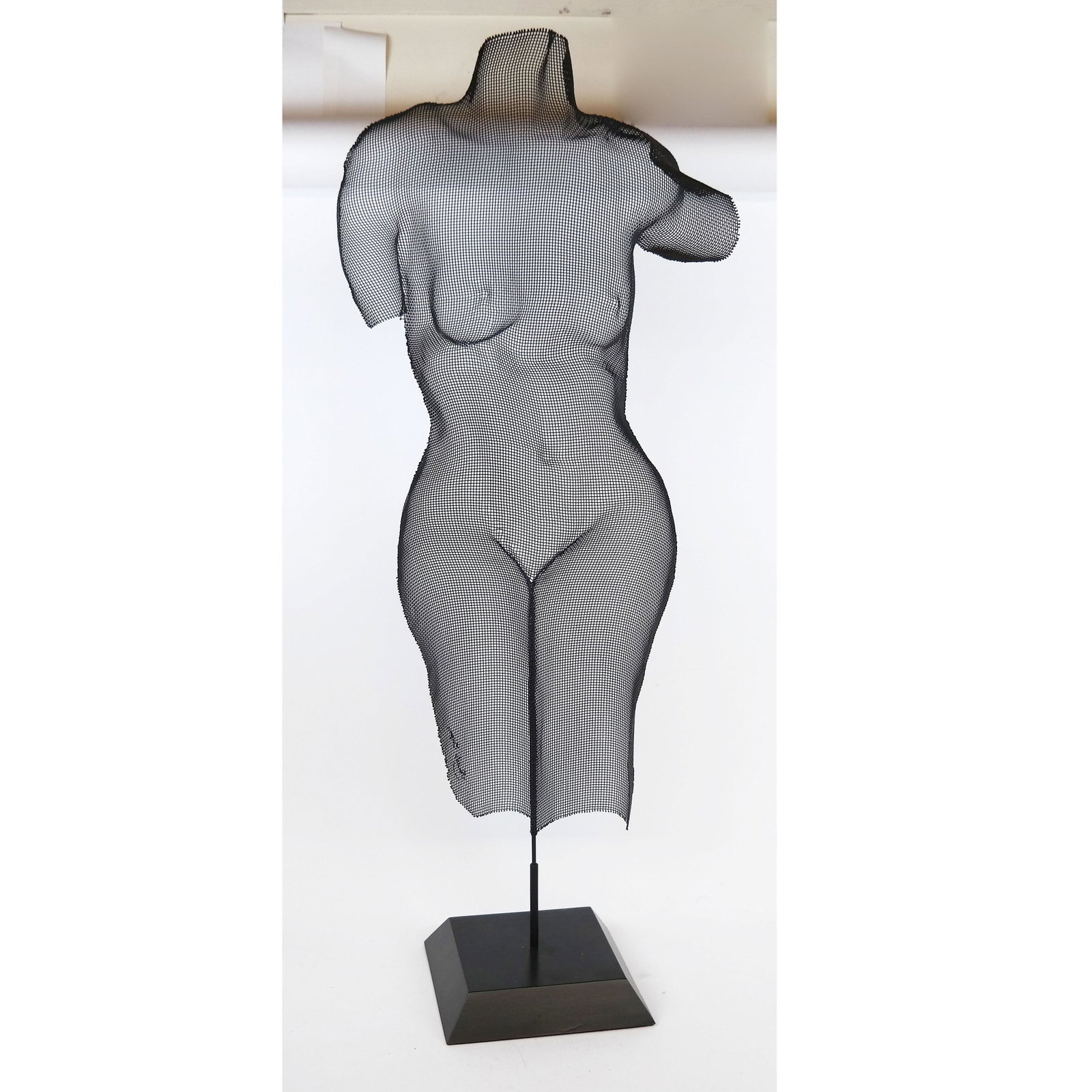 Randy COOPER: "Kim" - Wire Mesh Sculpture: "Shadow" sculpture of a nude female torso, made of hand-formed wire mesh, by Randy Cooper (American, b. 1942). Provenance: Stricoff Fine Art, NYC. [Overall: 42" H x 18" W x 7" D]. In good condition.