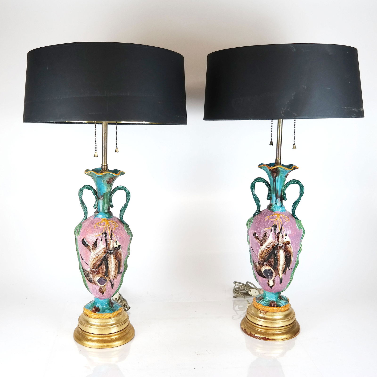 Pair of Ceramic Relief Vases as Lamps (1 of 11)