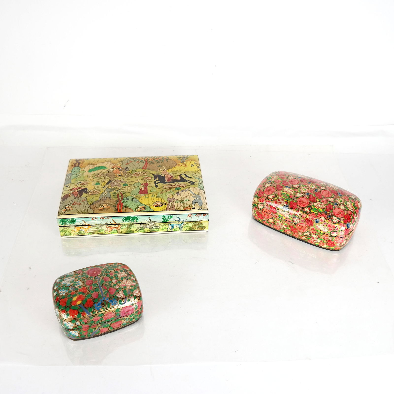 Three Kashmir Indian Lacquer Boxes (1 of 10)