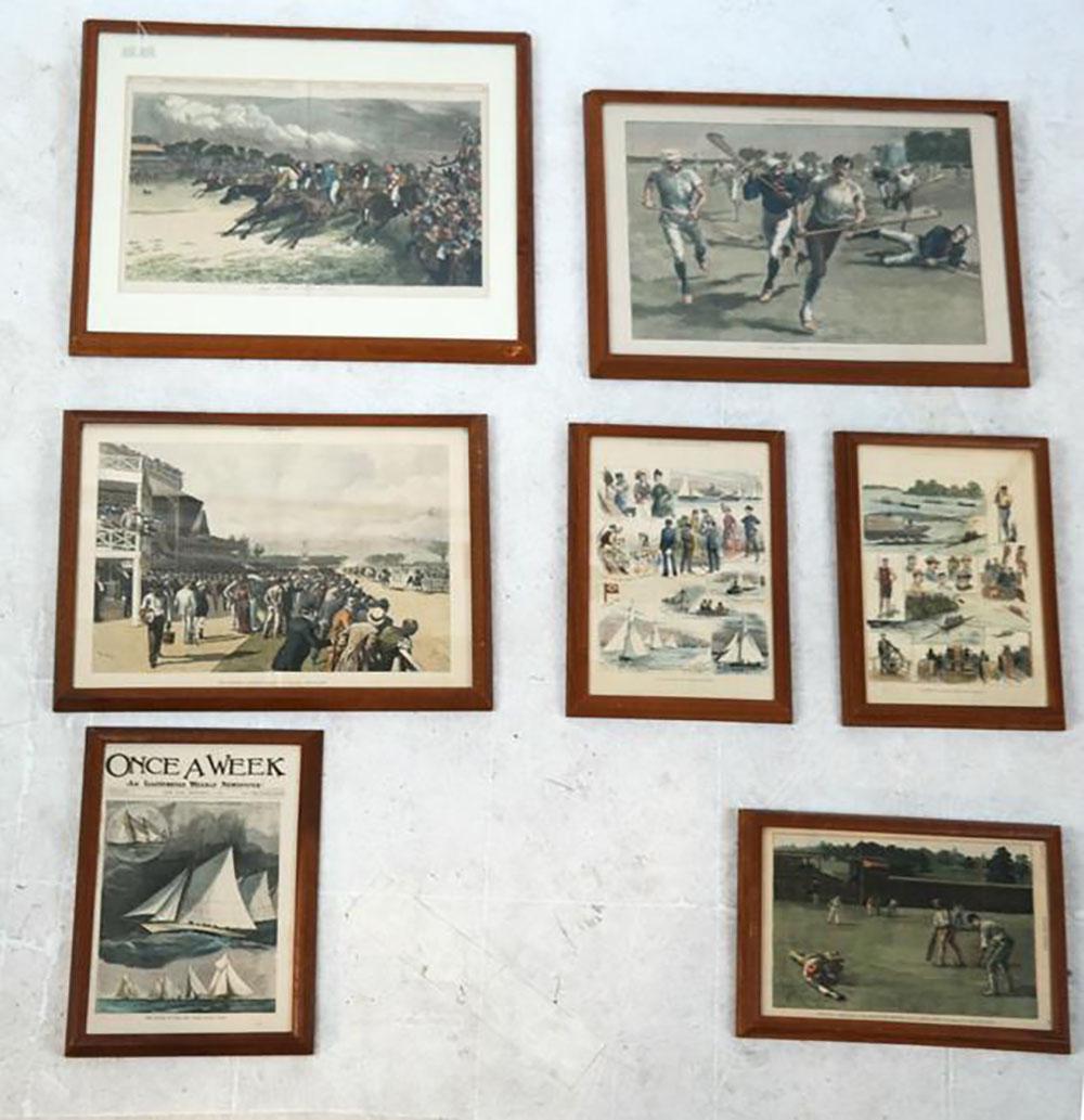 7 Antique Newspaper Prints, Framed (1 of 9)