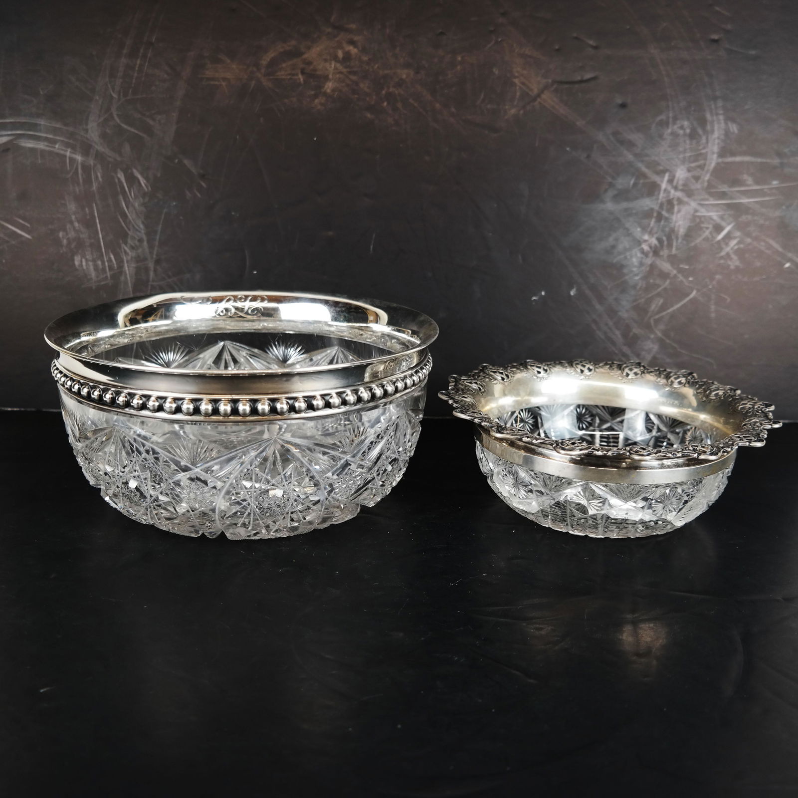 Two Silver Mounted Crystal Bowls (1 of 14)