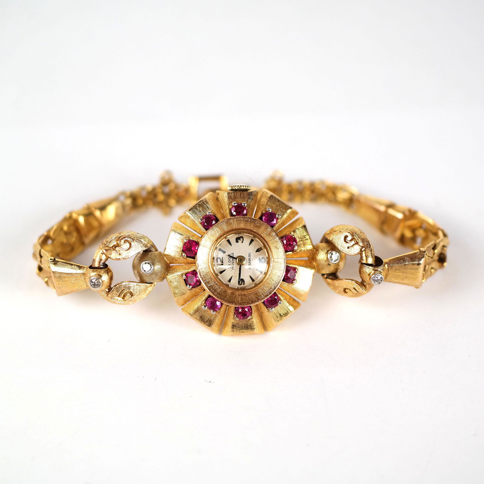 14K Gold, Ruby & Diamond Ladies Watch (1 of 9)