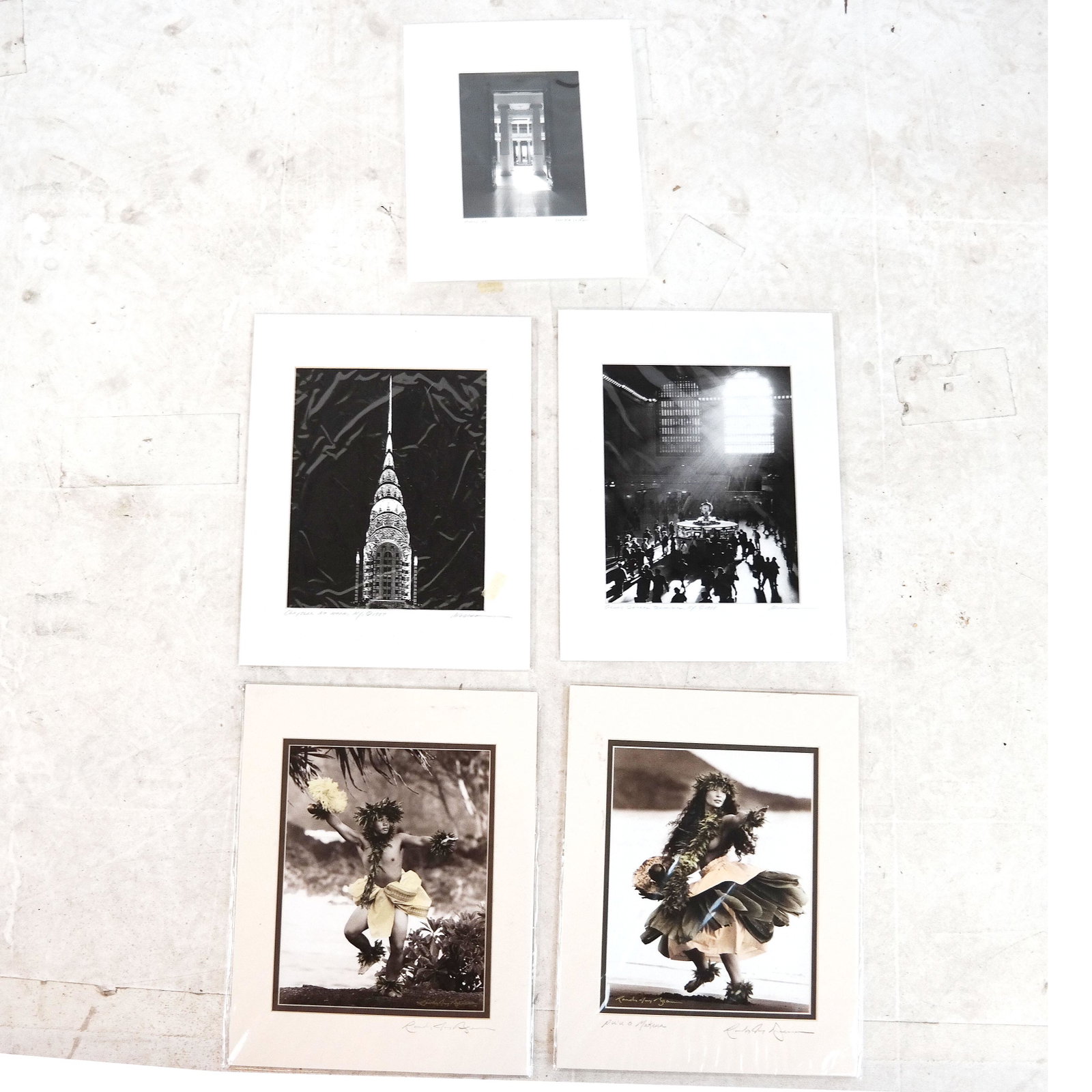 Lot of 5 Matted Photographs: Braun, Gordon, Etc.: Group of five matted, unframed black and white original photographs, all signed, by Randy Jay Braun (2), Dandrea Galata (1) and Michael Gordon (2). [Larger: 14" H x 11" W]. All in very good condition.