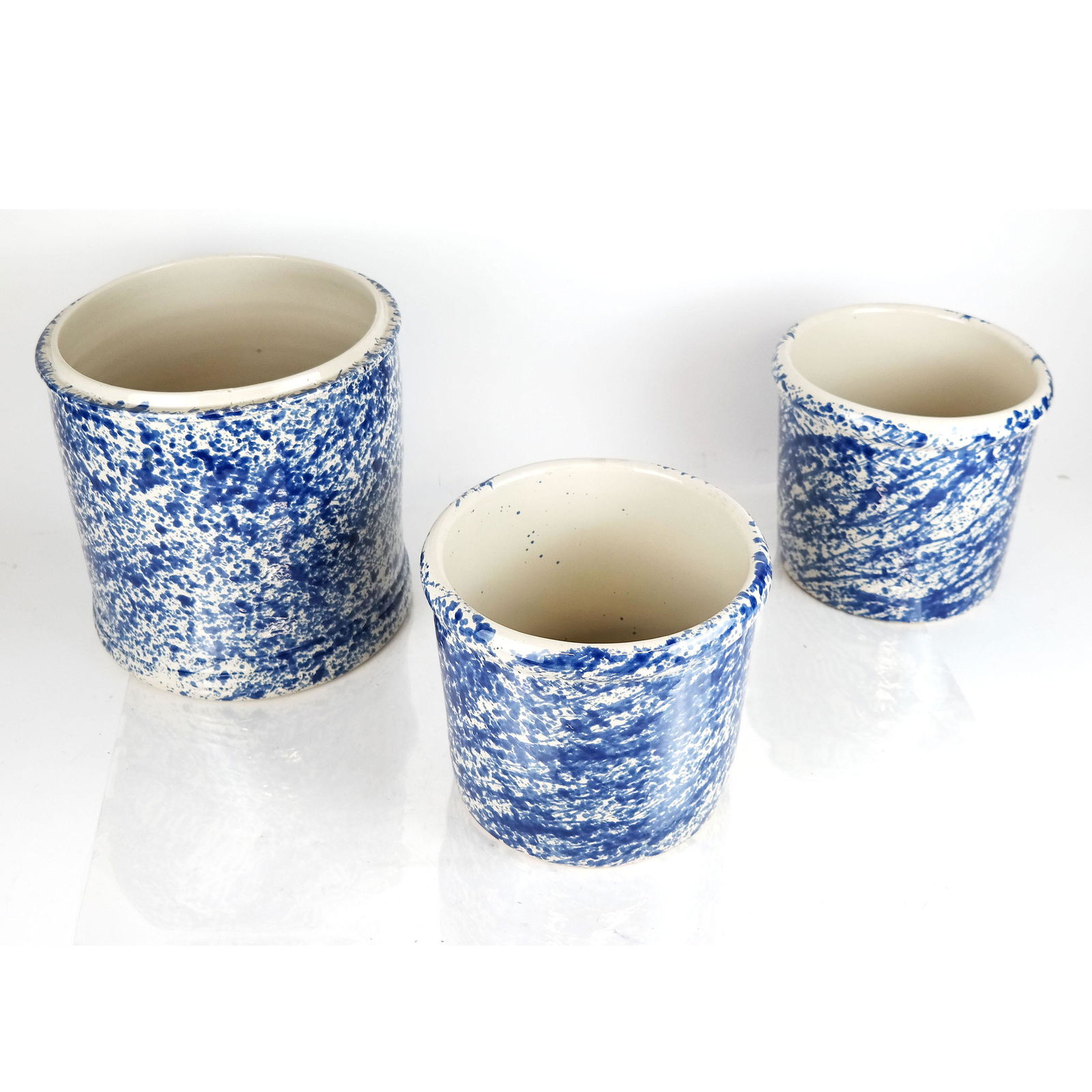 Three Speckle Glazed Planters / Jardinieres (1 of 5)