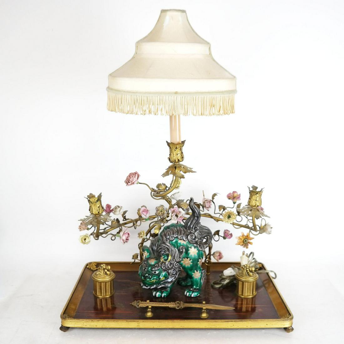 Continental Bronze Dore Inkwell as Lamp (1 of 17)