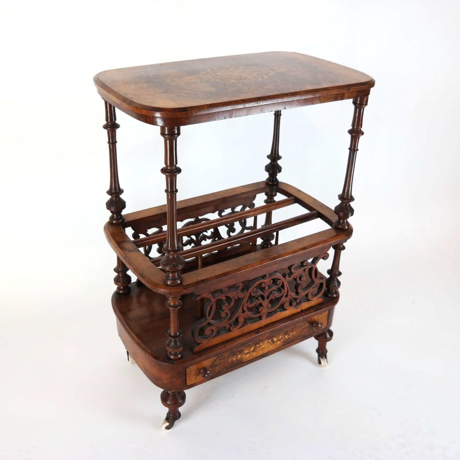 Victorian Period Burl Walnut English Canterbury (1 of 9)