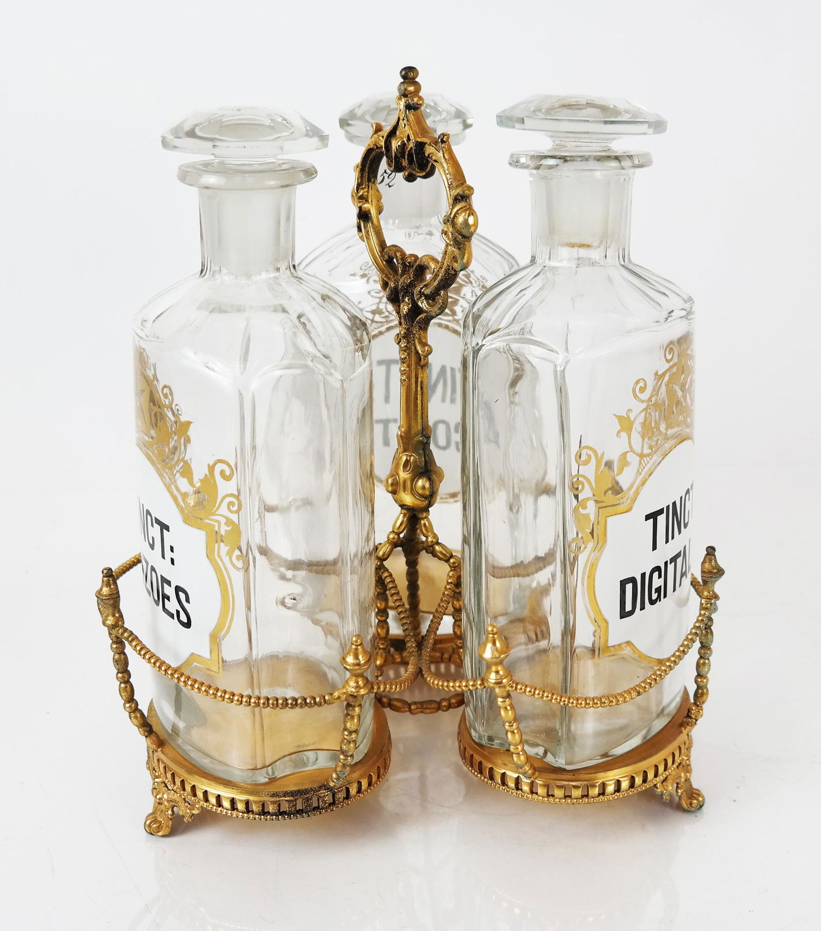 English Decanter Set on Gilt Brass Stand (1 of 11)