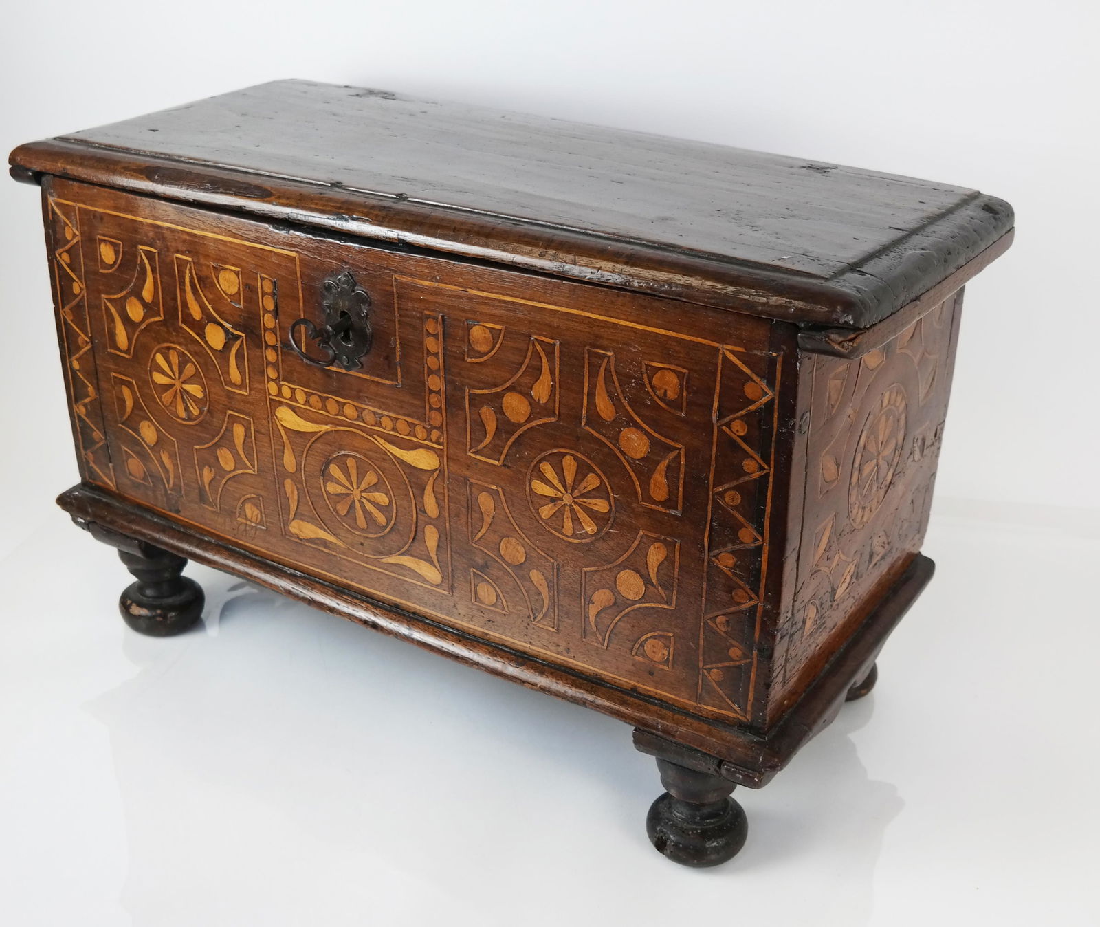 Dutch Marquetry Inlaid Miniature Storage Chest (1 of 9)