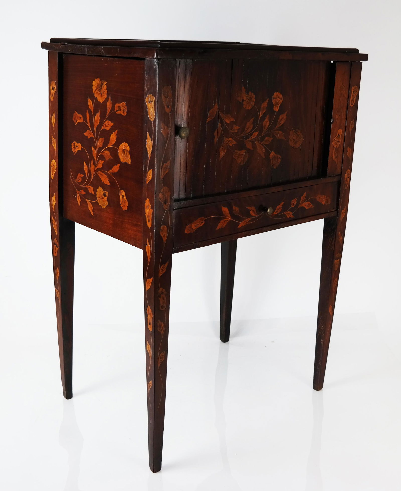 Marquetry Inlaid Side Table / Cabinet (1 of 10)