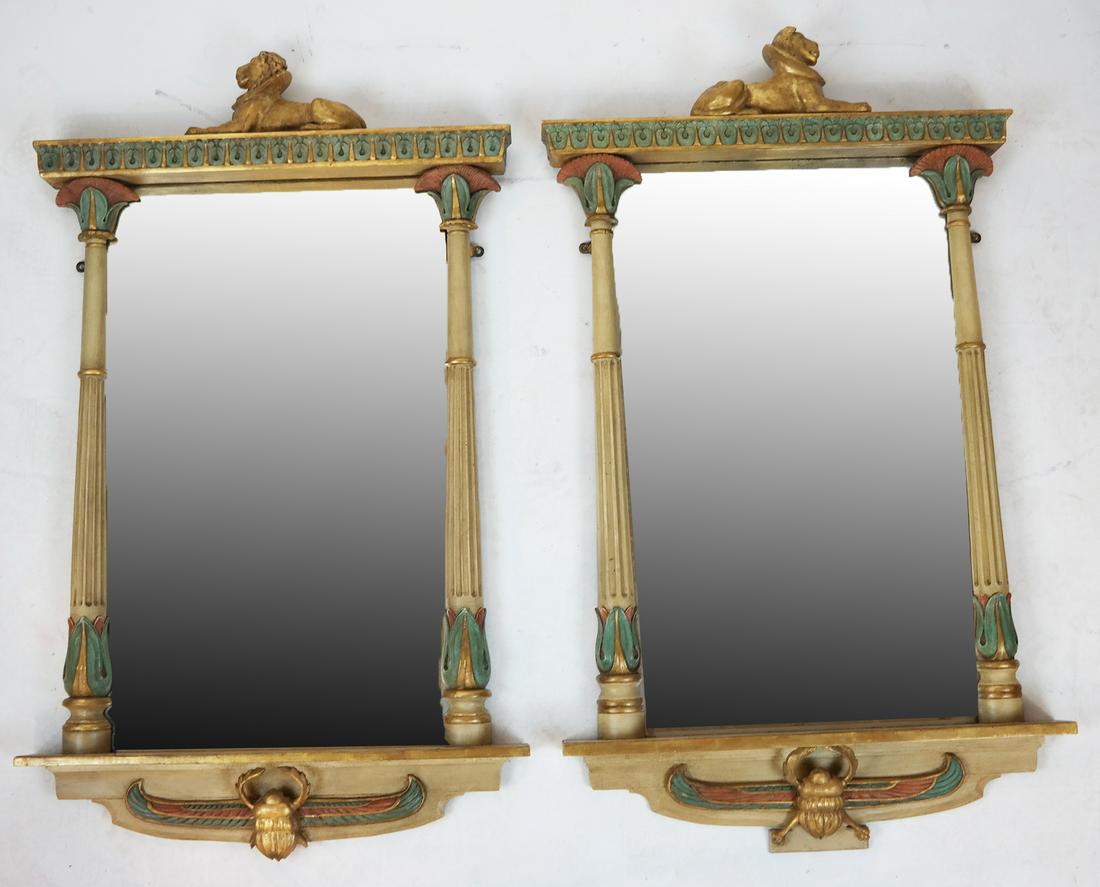 Pair 20th C. Egyptian Revival-Style Pier Mirrors (1 of 13)