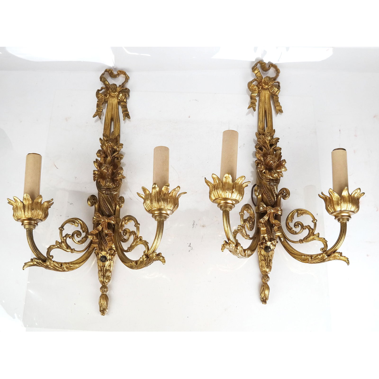 Pair of French Bronze Louis XV-Style Sconces (1 of 13)