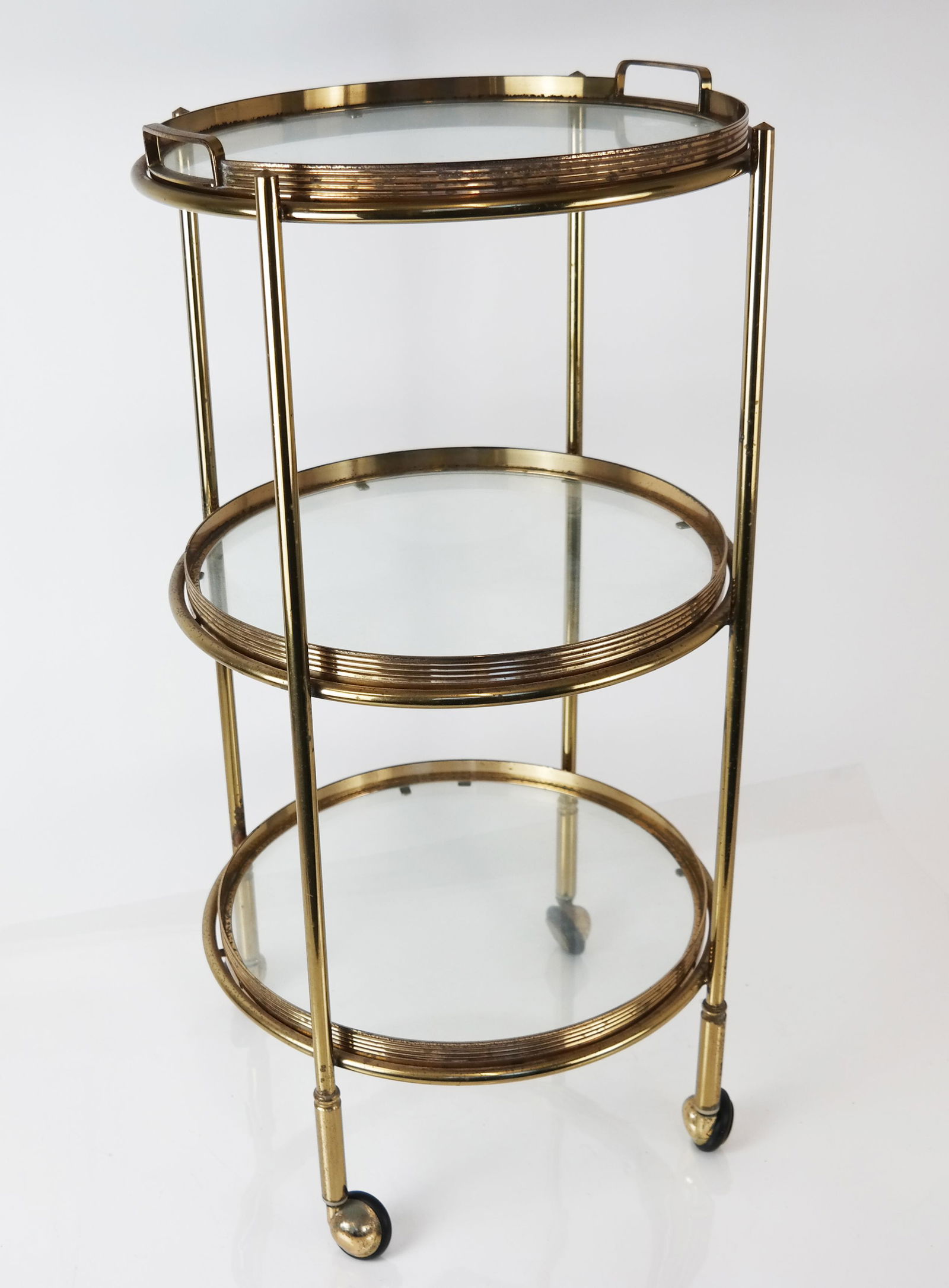 Three-Tier Glass & Gilt Metal Round Cart (1 of 10)